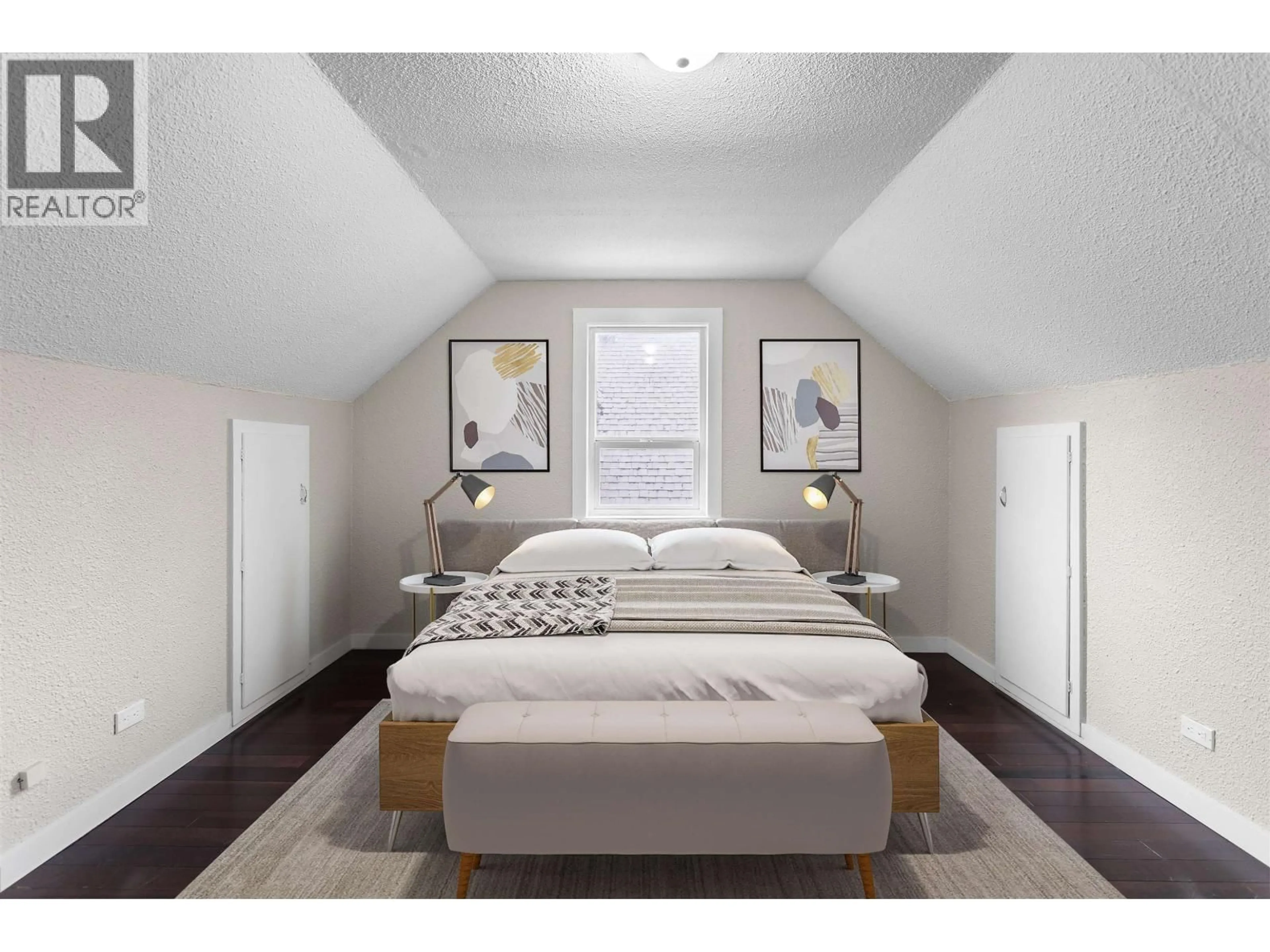 Bedroom with bed, wood/laminate floor for 454 ROUSSEAU STREET, New Westminster British Columbia V3L3R3