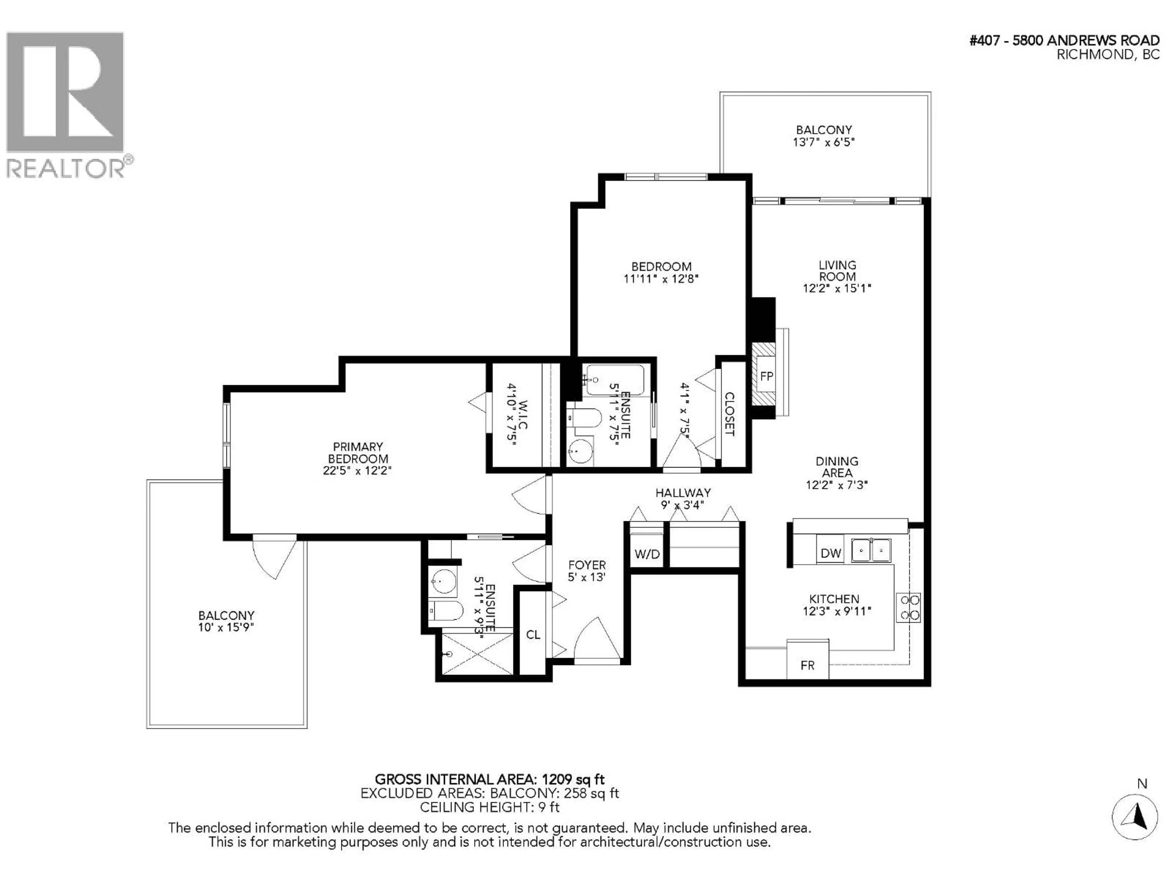 Floor plan for 407 - 5800 ANDREWS ROAD, Richmond British Columbia V7E6M2