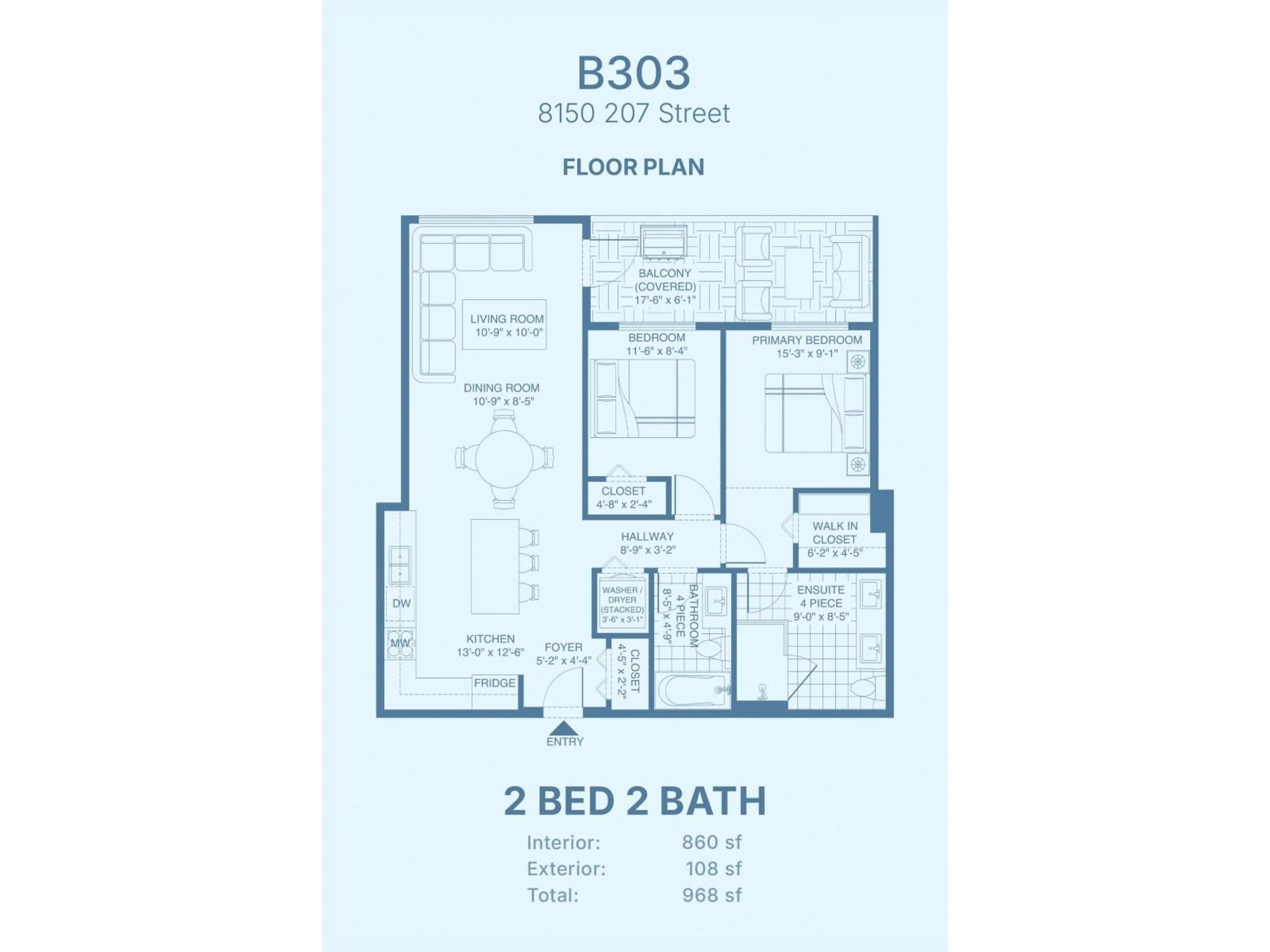 Floor plan for B303 - 8150 207 STREET, Langley British Columbia V2Y4J3