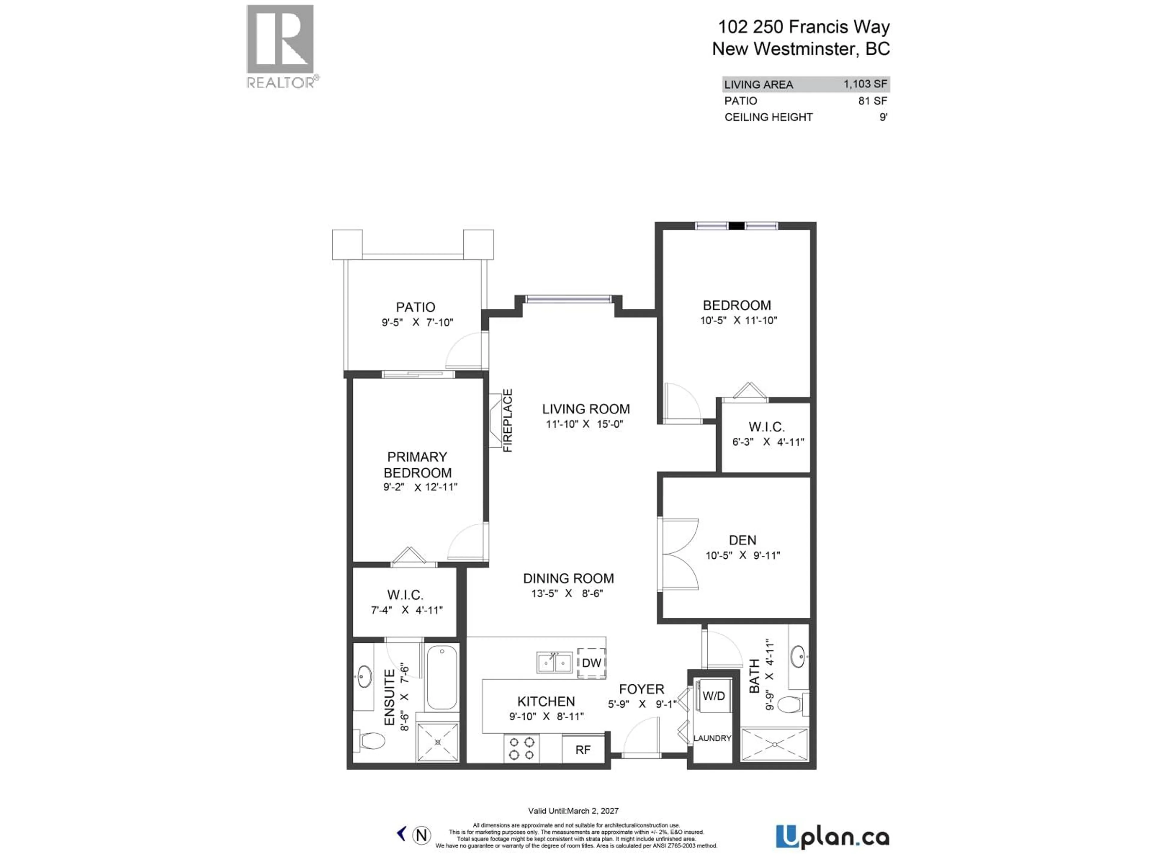 Floor plan for 102 - 250 FRANCIS WAY, New Westminster British Columbia V3L0E6
