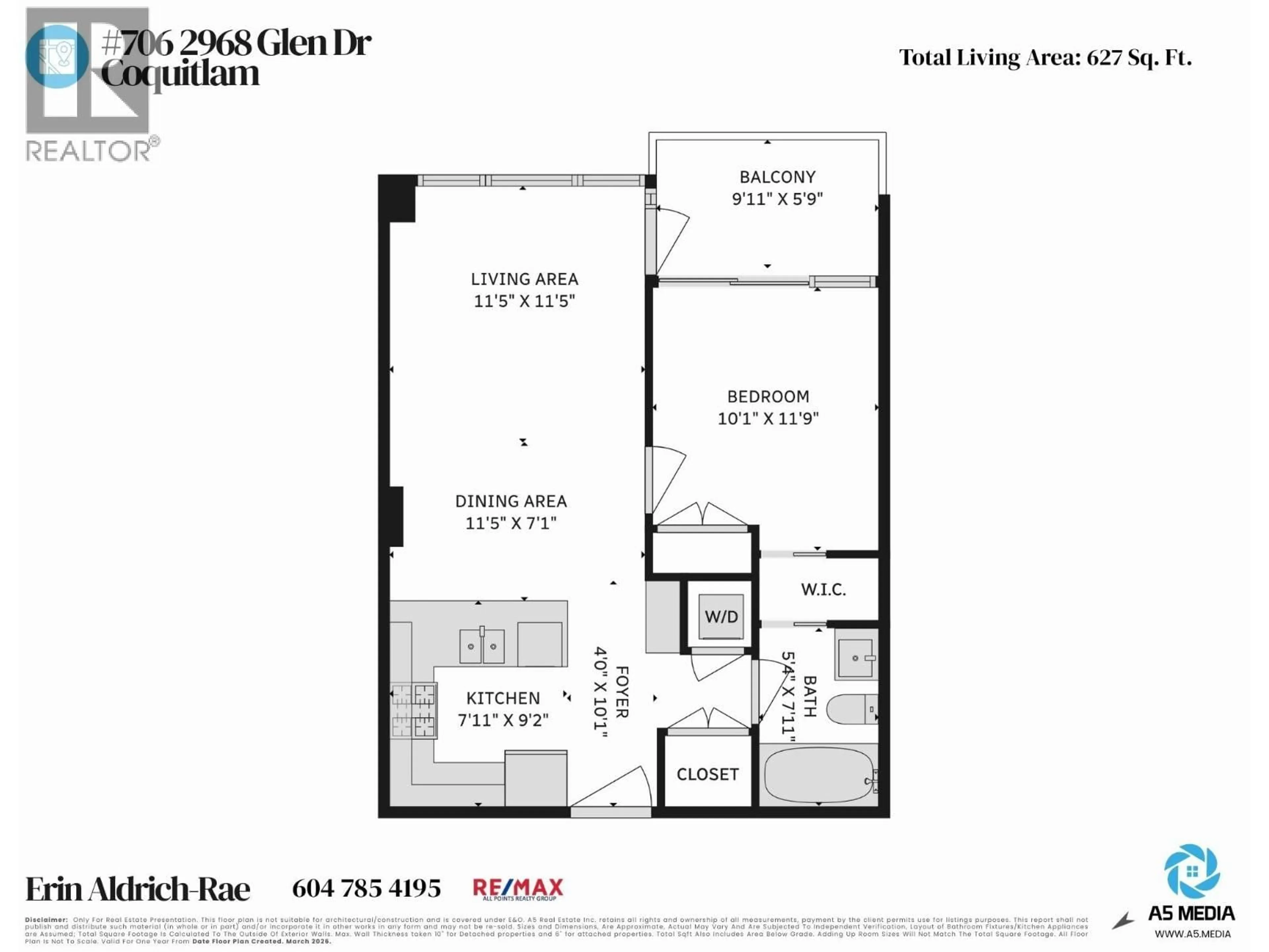 Floor plan for 706 - 2968 GLEN DRIVE, Coquitlam British Columbia V3B0C4