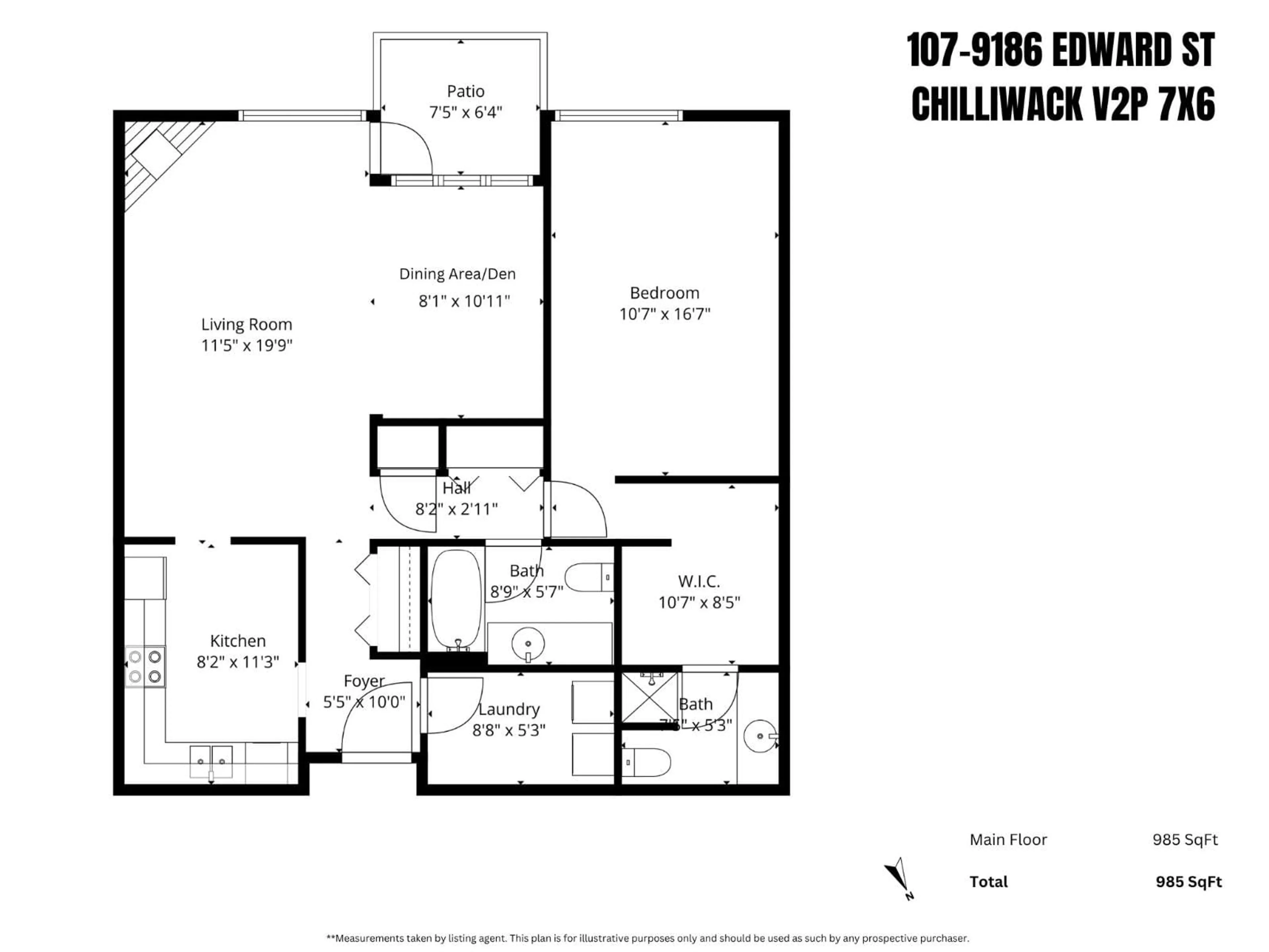Floor plan for 107 - 9186 EDWARD STREET, Chilliwack British Columbia V2P7X6