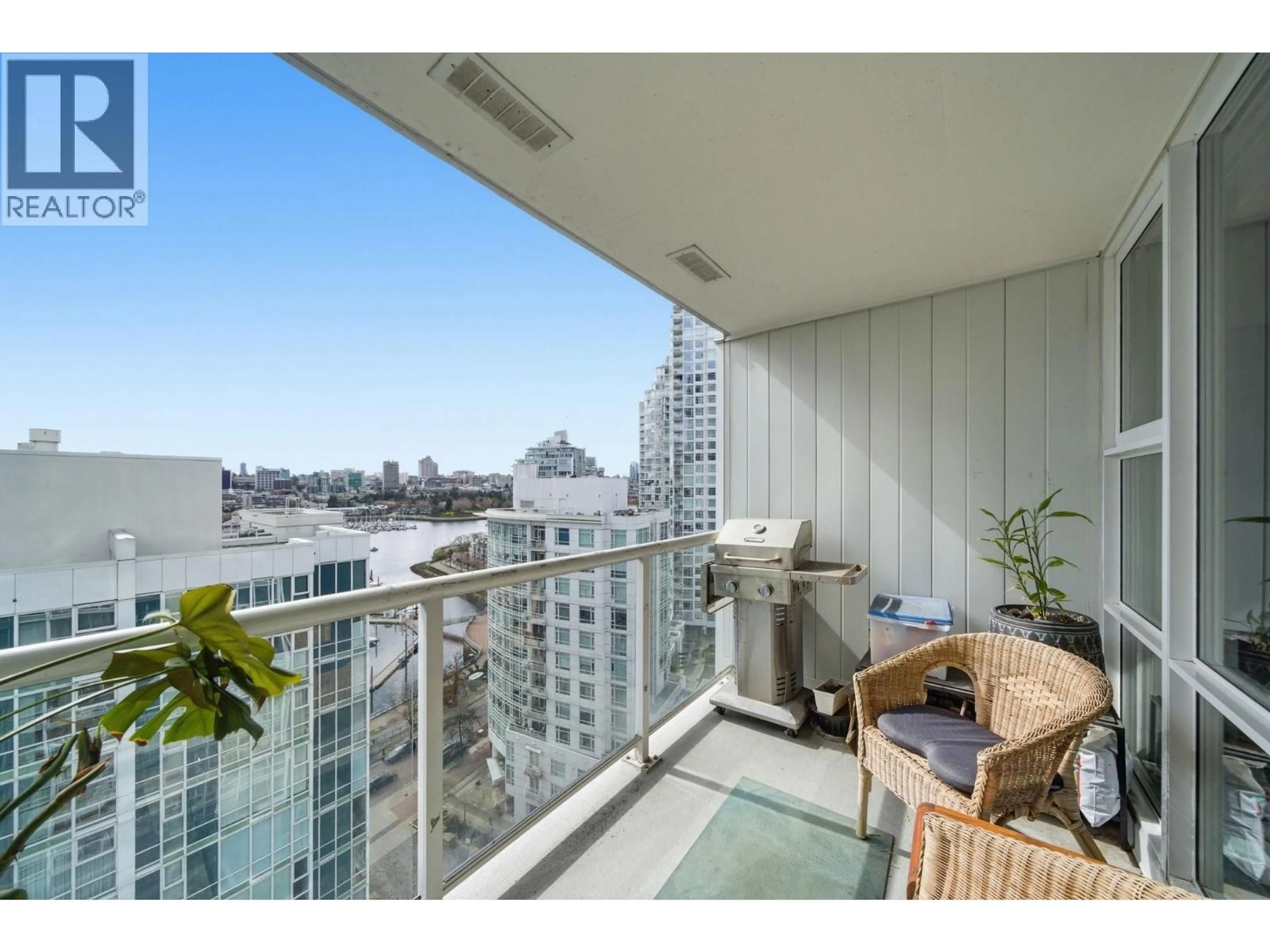 Balcony in the apartment, city buildings view from balcony for 1808 - 193 AQUARIUS MEWS, Vancouver British Columbia V6Z2Z2