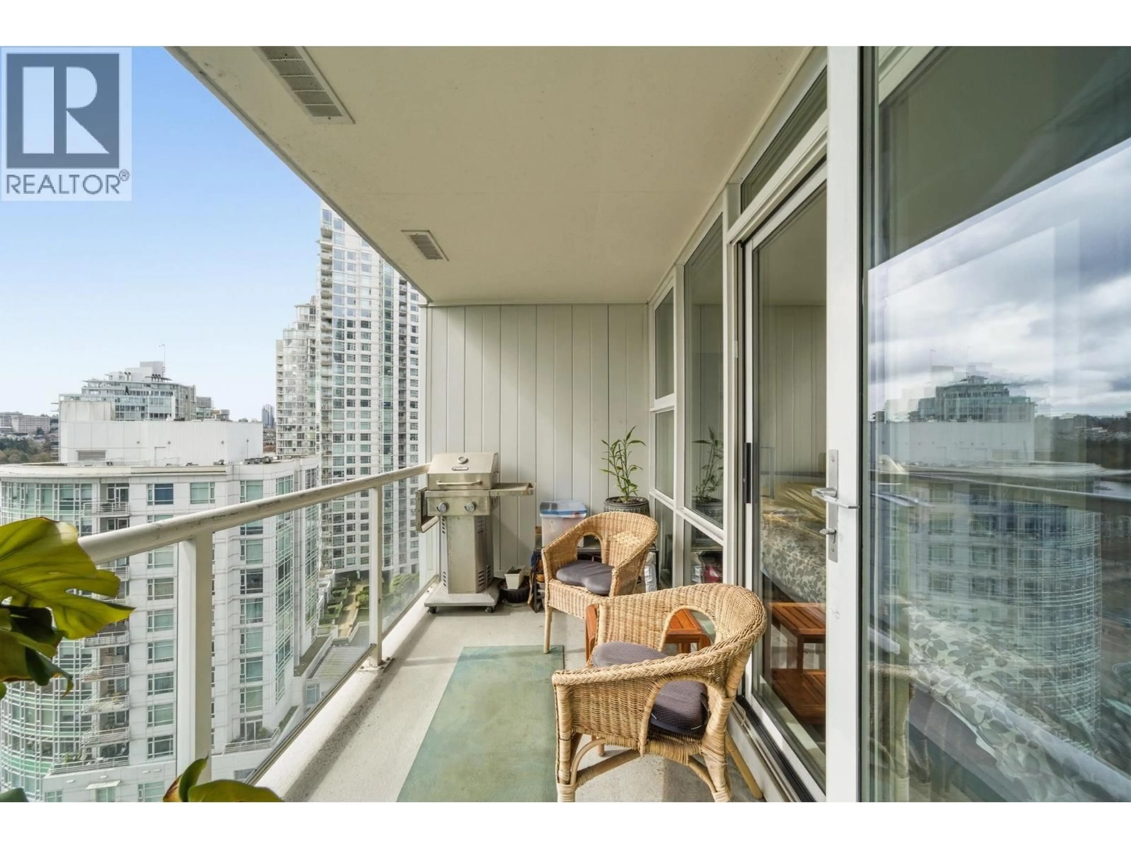Balcony in the apartment, city buildings view from balcony for 1808 - 193 AQUARIUS MEWS, Vancouver British Columbia V6Z2Z2