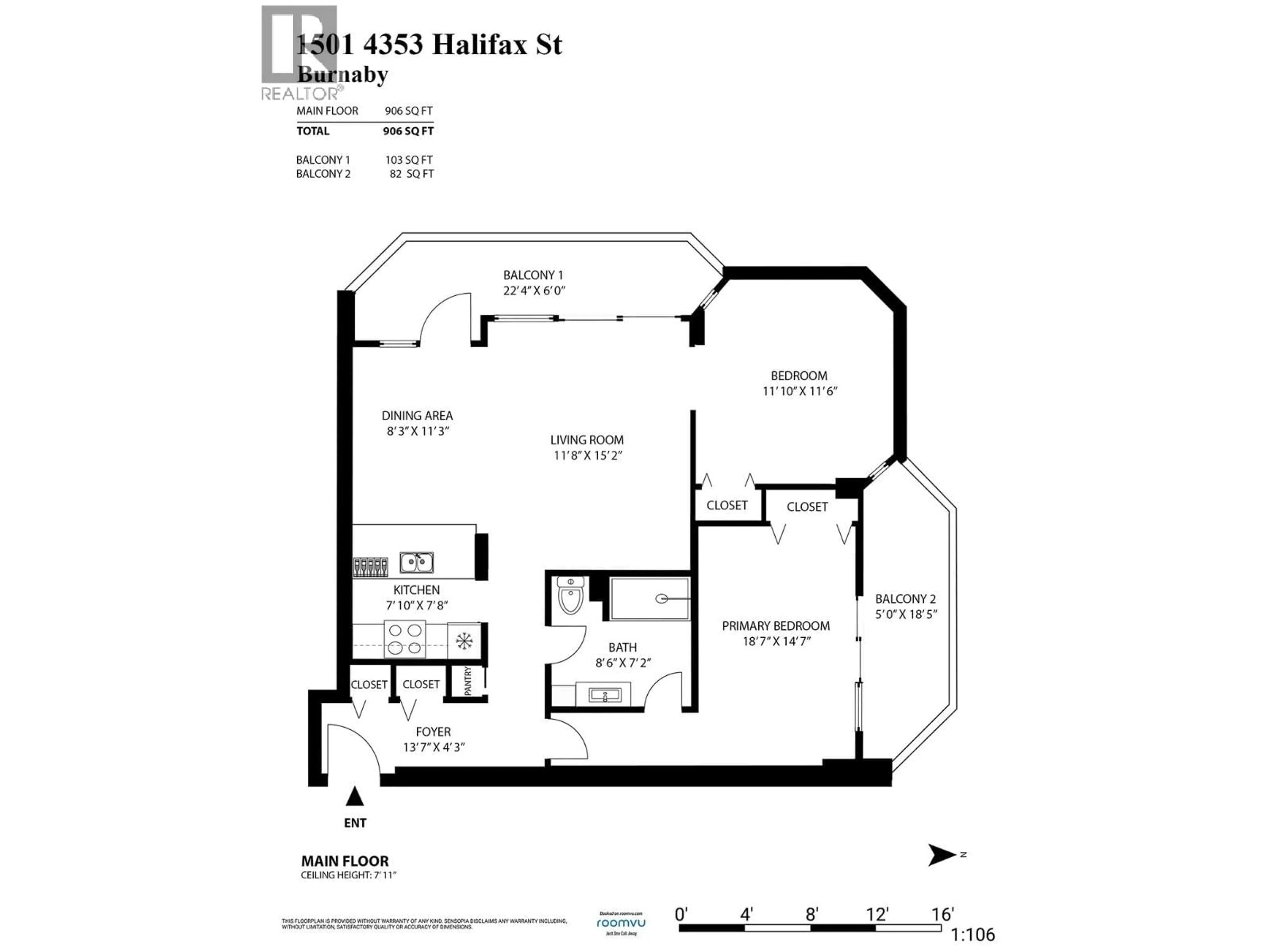 Floor plan for 1501 - 4353 HALIFAX STREET, Burnaby British Columbia V5C5Z4