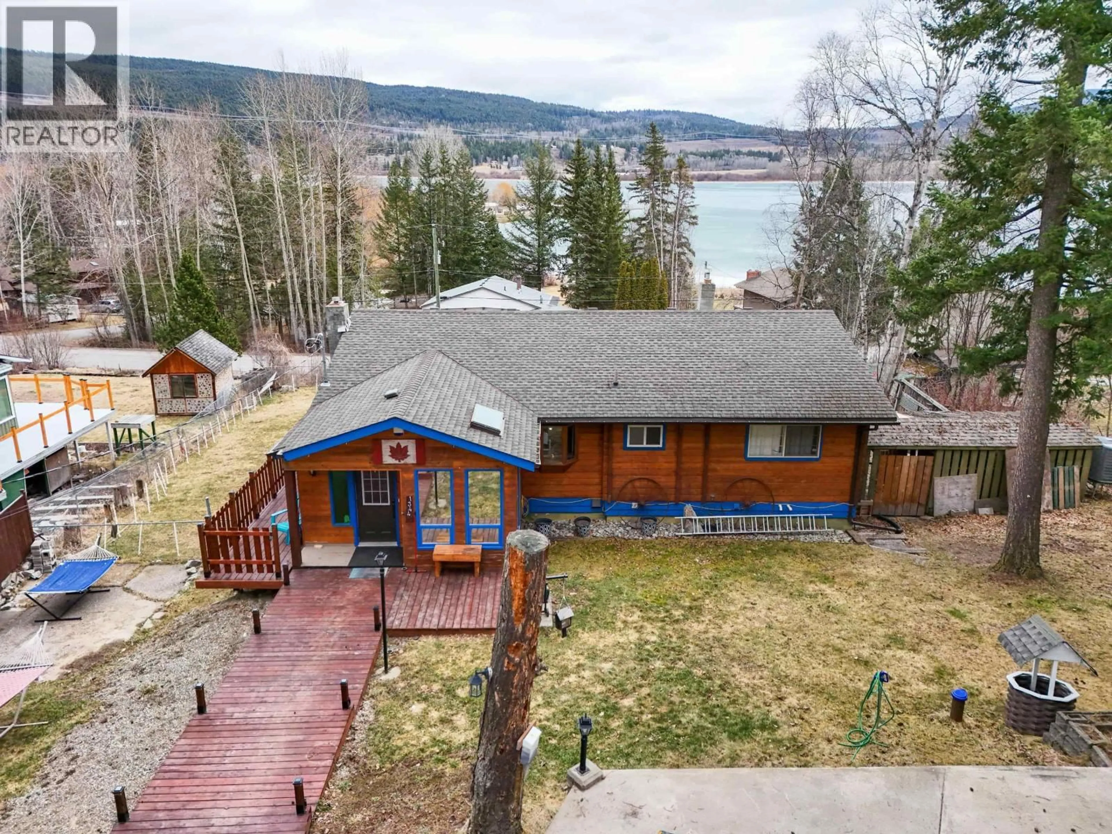 A pic from outside/outdoor area/front of a property/back of a property/a pic from drone, water/lake/river/ocean view for 1344 LAKEVIEW DRIVE, Quesnel British Columbia V2J4K4