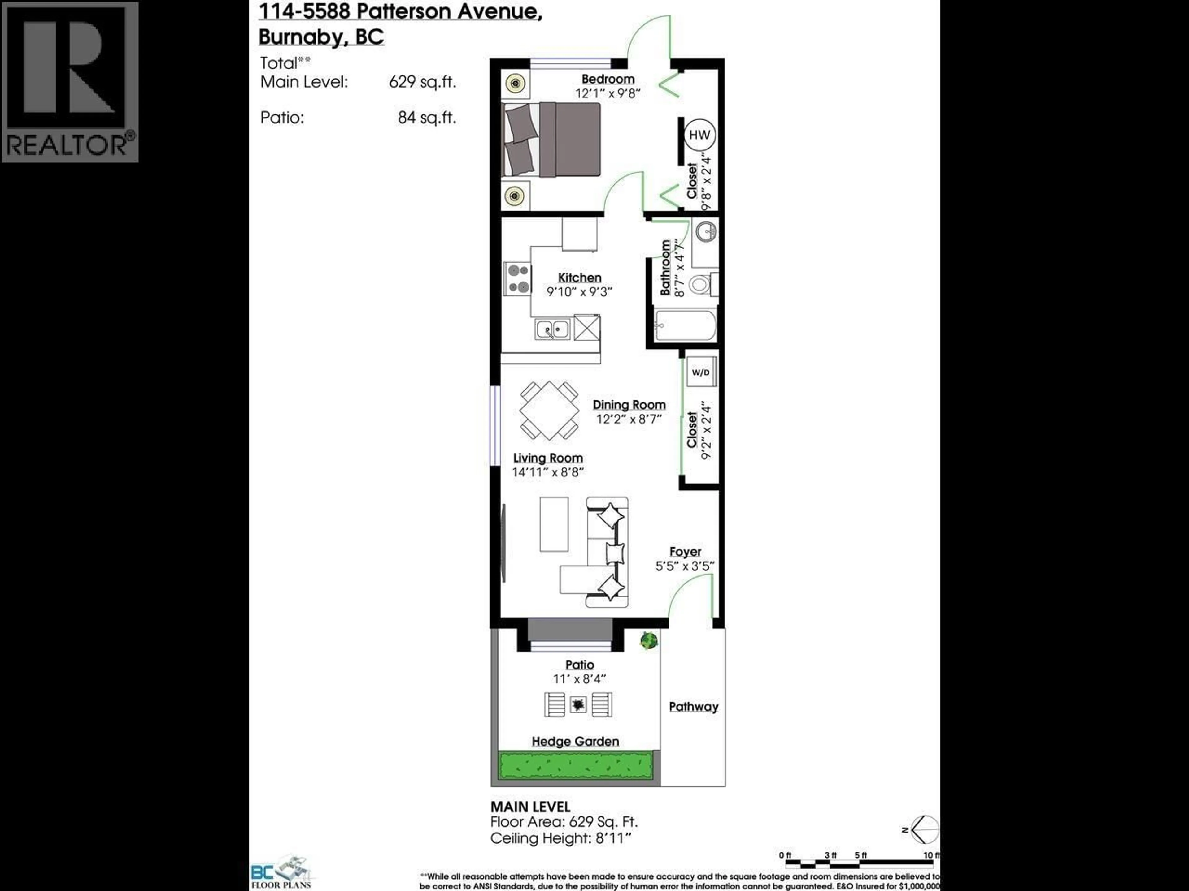 Floor plan for 114 - 5588 PATTERSON, Burnaby British Columbia V5H0A7