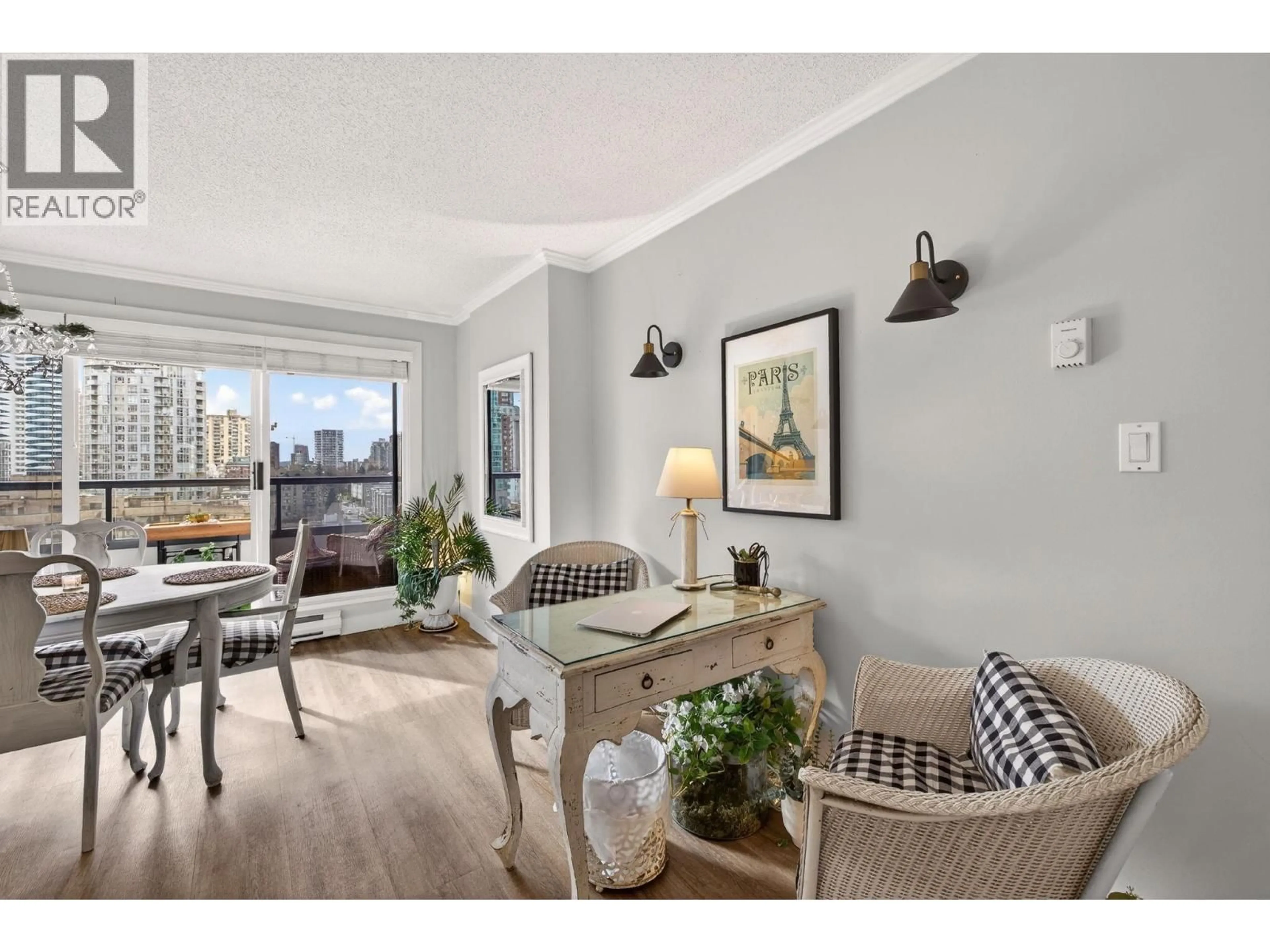 Living room with furniture, wood/laminate floor for 1108 - 1060 ALBERNI STREET, Vancouver British Columbia V6E4K2