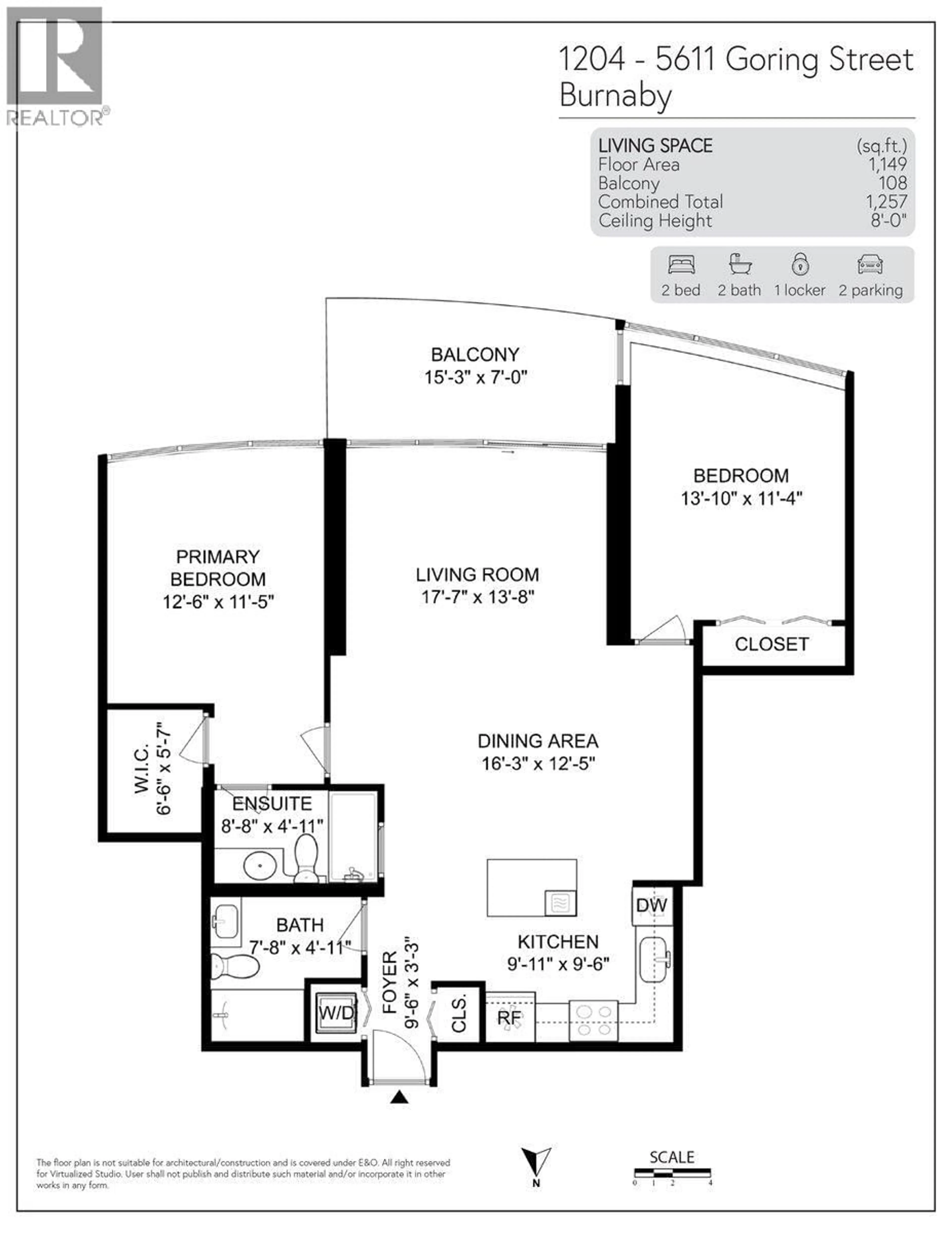 Floor plan for 1204 - 5611 GORING STREET, Burnaby British Columbia V5B0A3