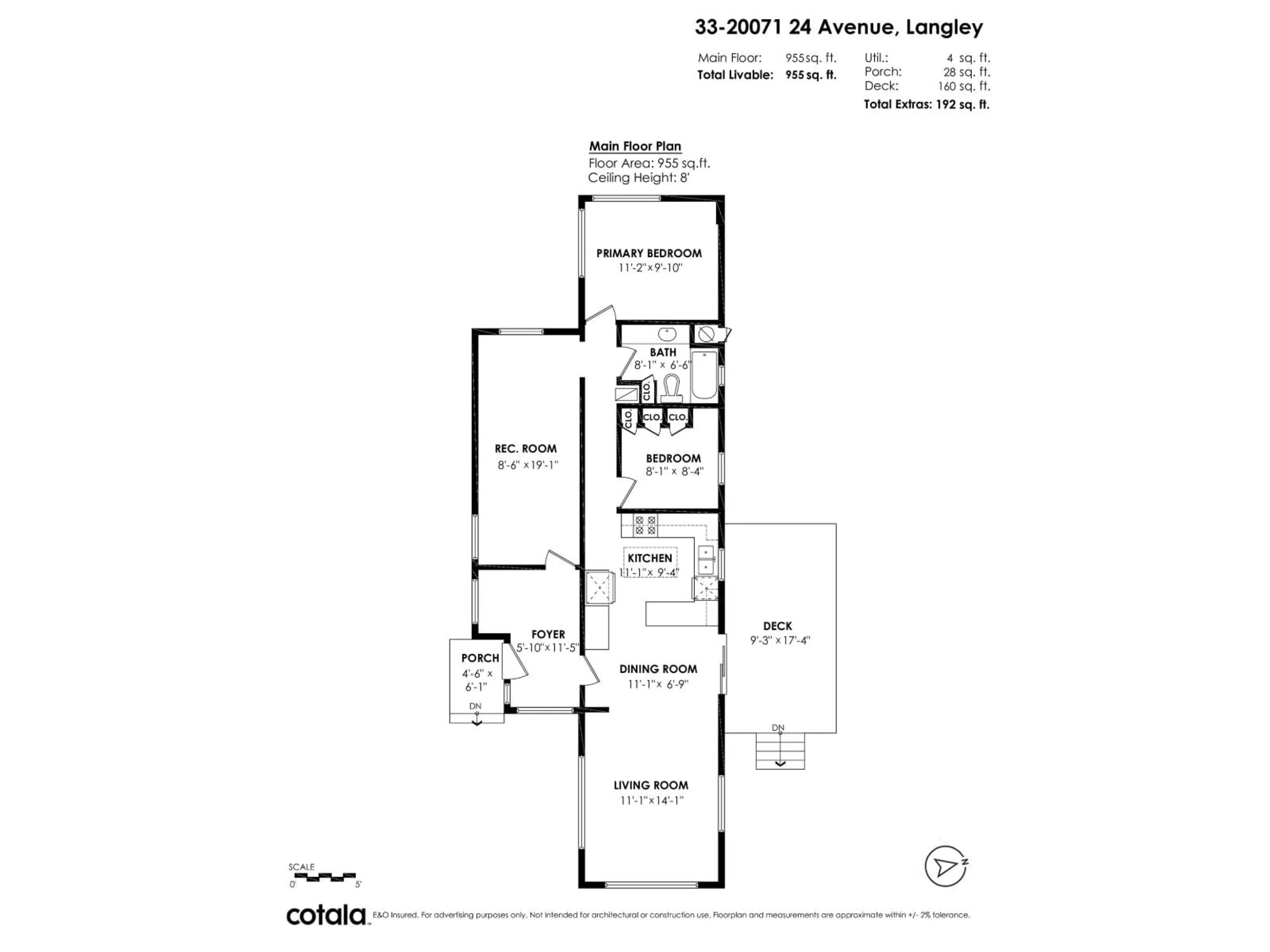 Floor plan for 33 - 20071 24 AVENUE, Langley British Columbia V2Z2A1
