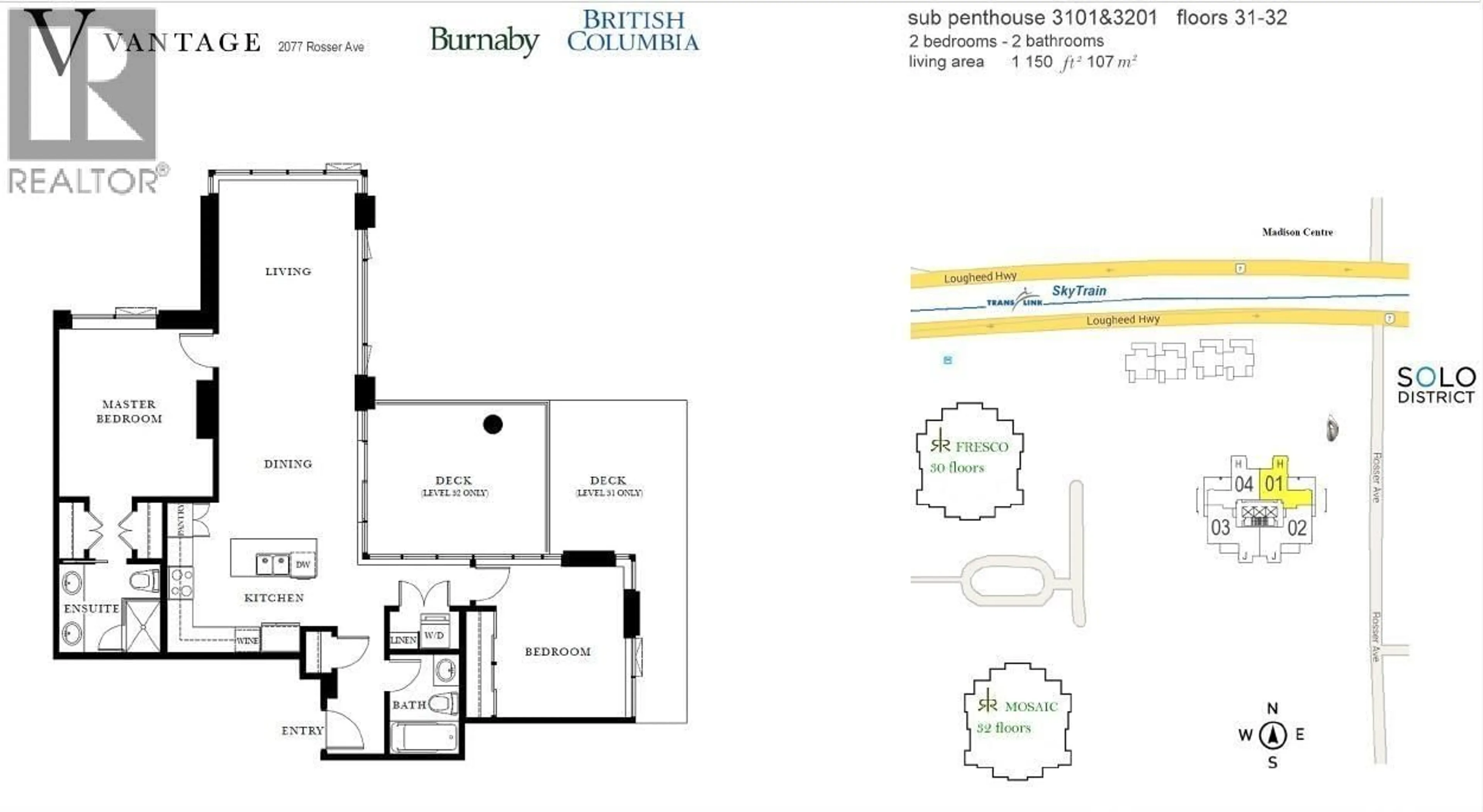 Floor plan for 3201 - 2077 ROSSER AVENUE, Burnaby British Columbia V5C0G6
