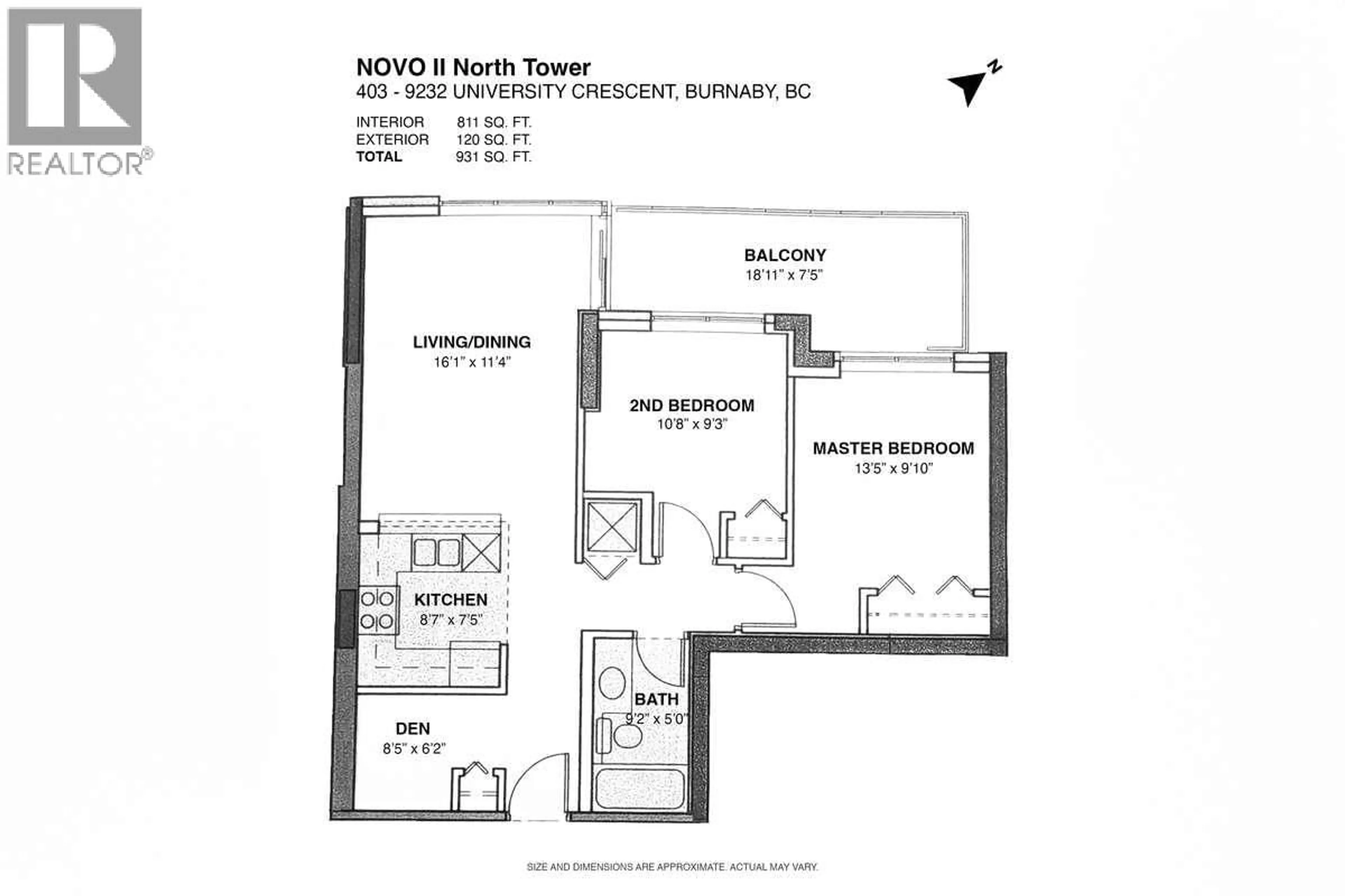 Floor plan for 403 - 9232 UNIVERSITY CRESCENT, Burnaby British Columbia V5A0A3