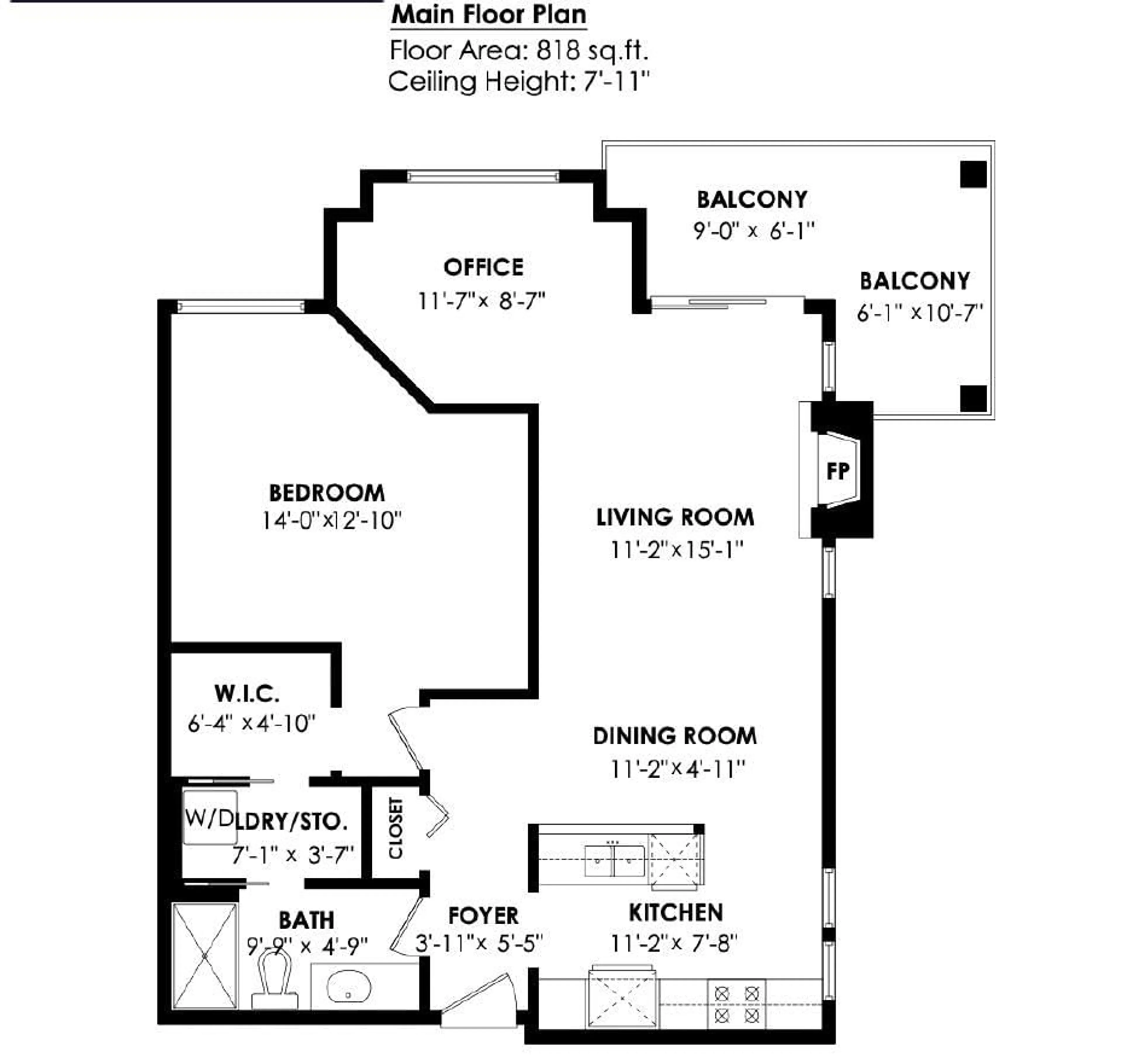 Floor plan for 332 - 27358 32 AVENUE, Langley British Columbia V4W3M5