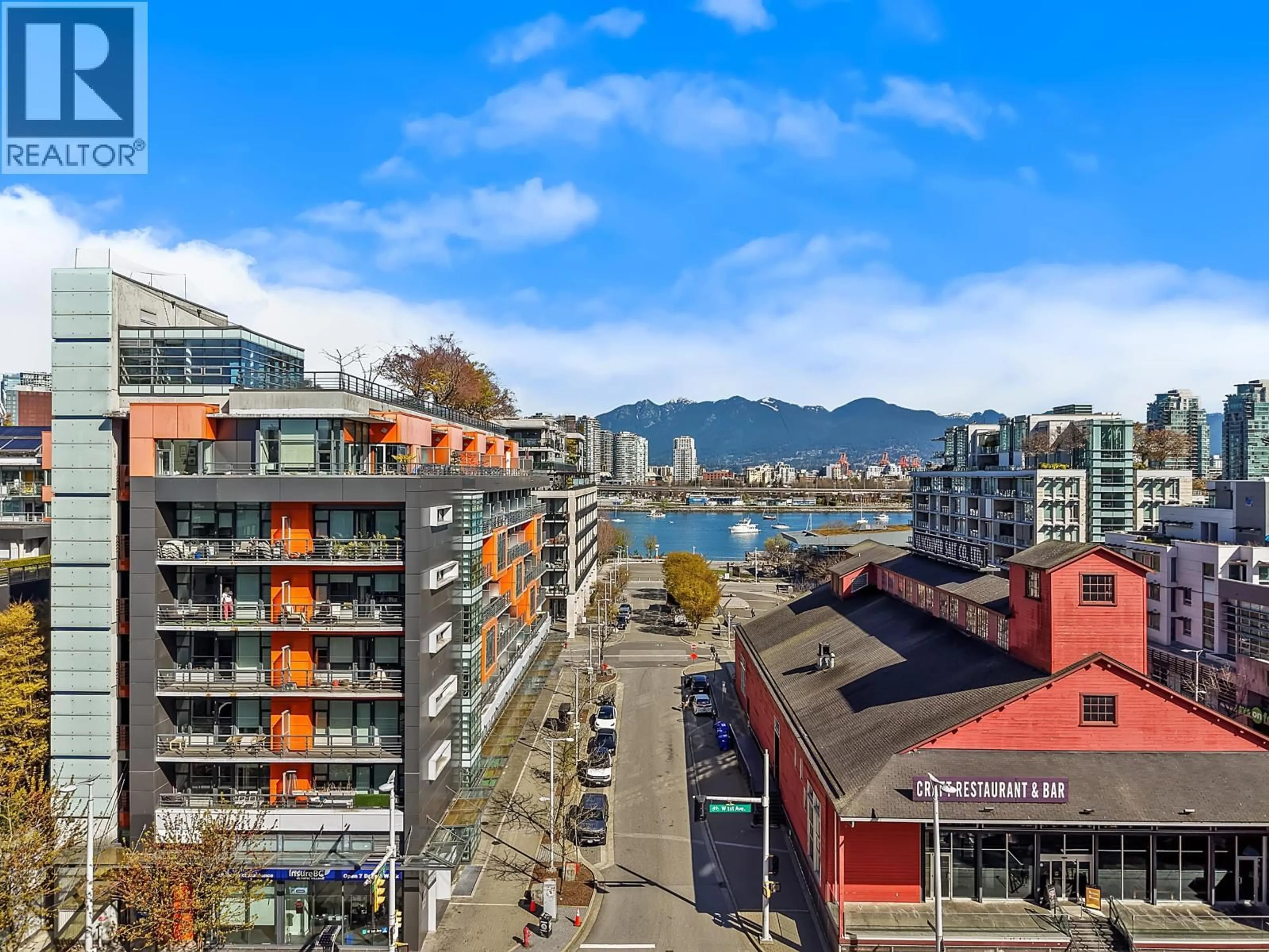 A pic from outside/outdoor area/front of a property/back of a property/a pic from drone, city buildings view from balcony for 610 - 123 1ST AVENUE, Vancouver British Columbia V5Y0E2