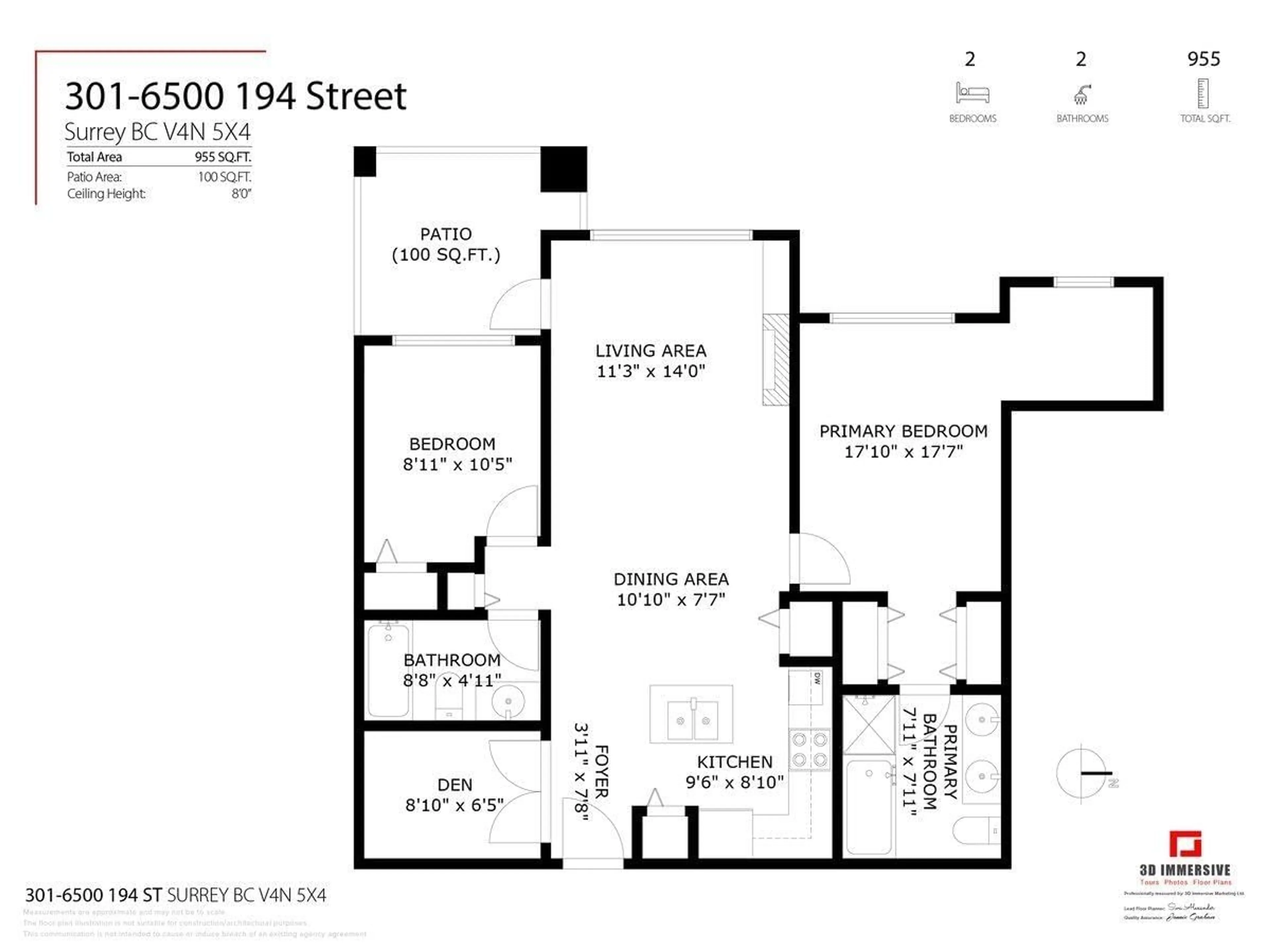 Floor plan for 301 - 6500 194 STREET, Surrey British Columbia V4N5X4