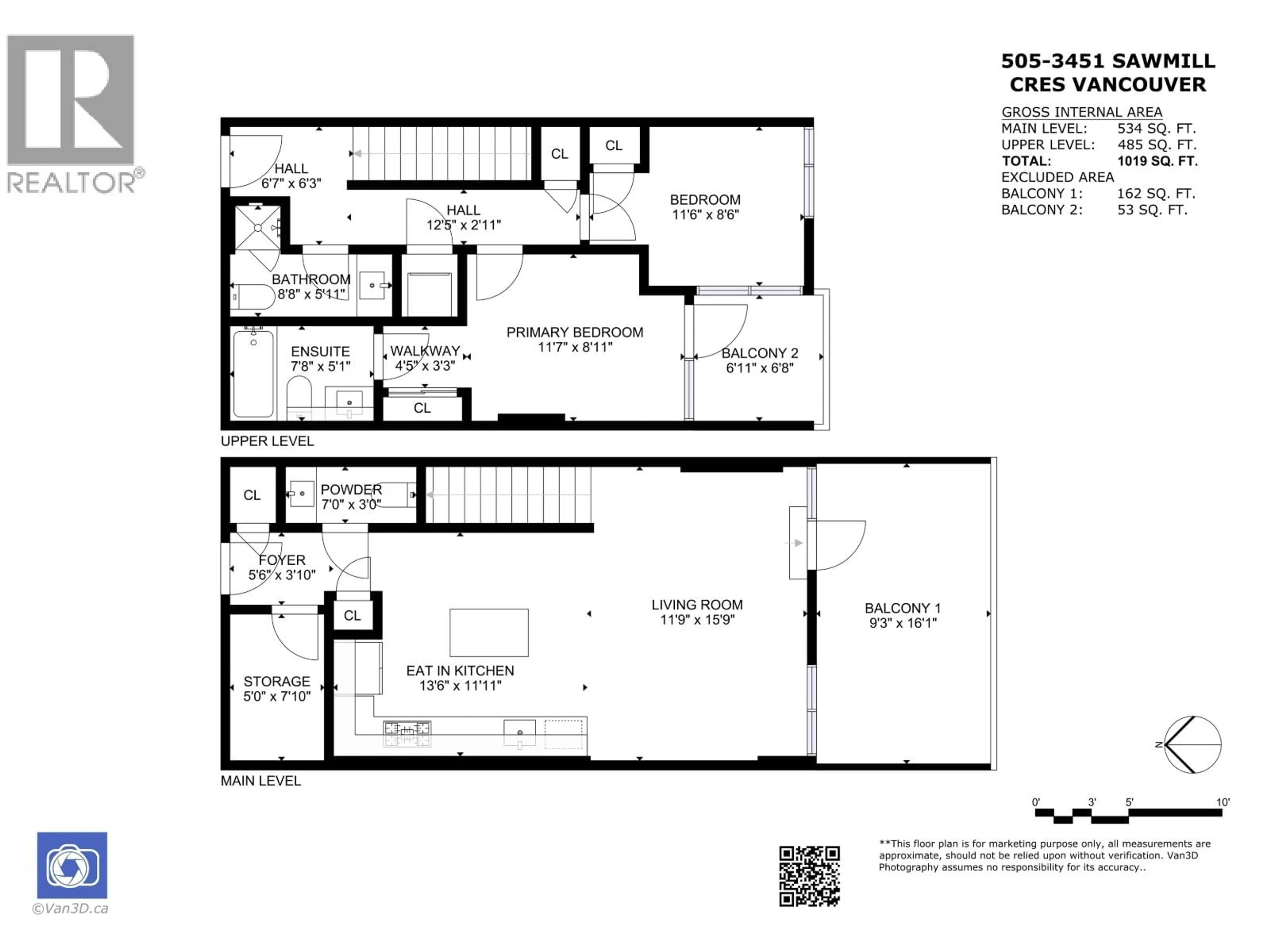 Floor plan for 505 - 3451 SAWMILL CRESCENT, Vancouver British Columbia V5S0H3