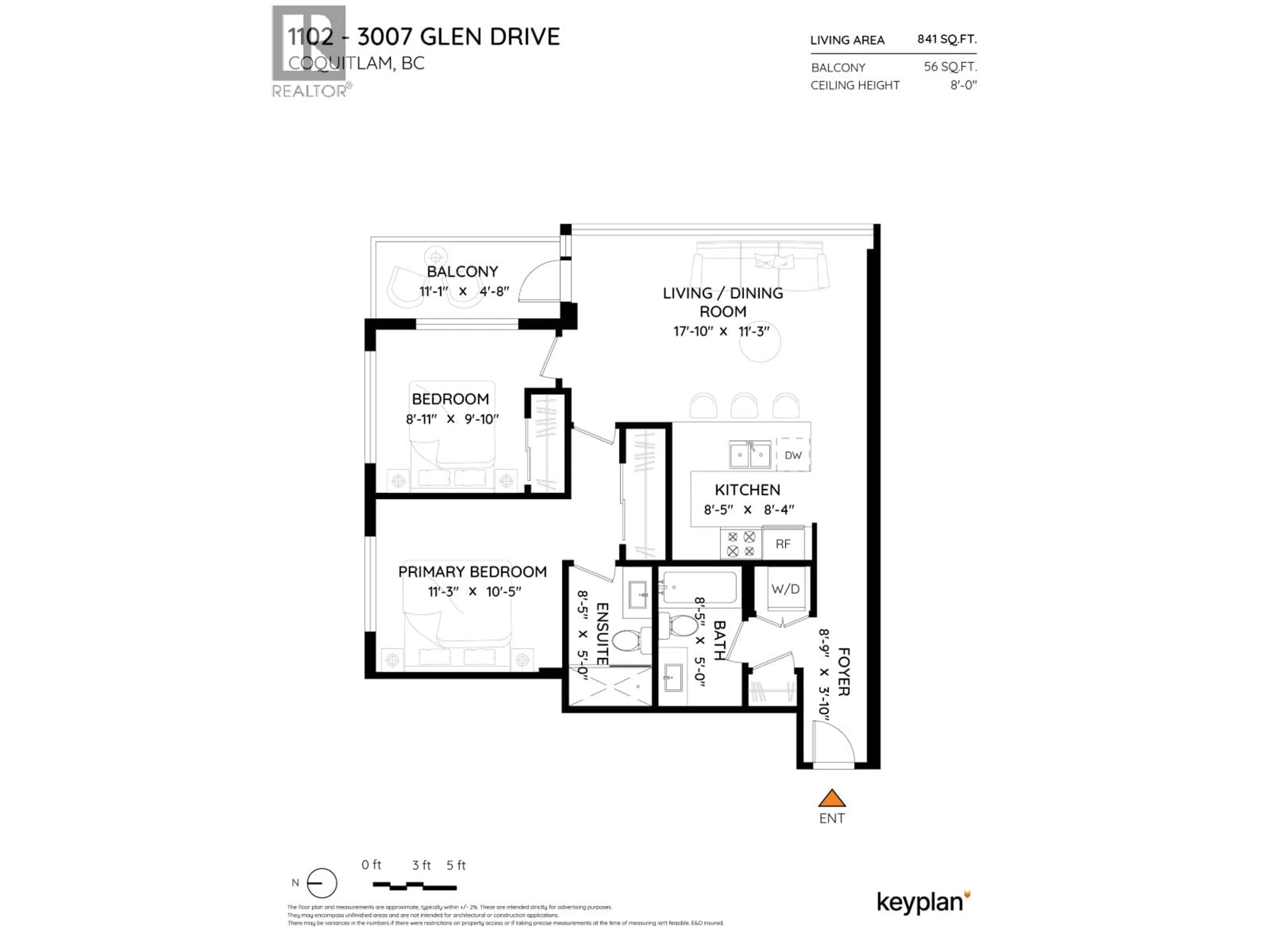 Floor plan for 1102 - 3007 GLEN DRIVE, Coquitlam British Columbia V3B0L8