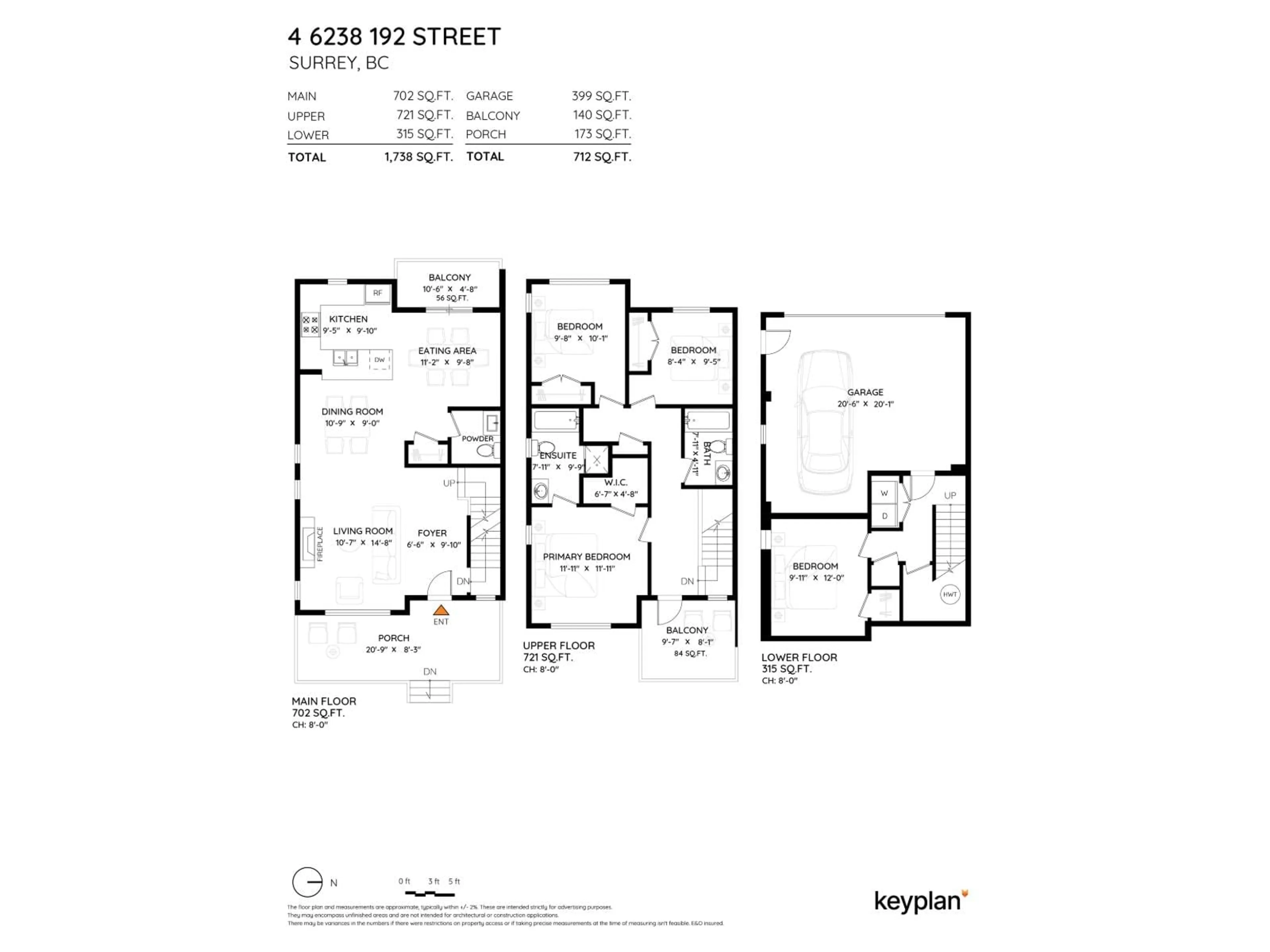 Floor plan for 4 - 6238 192 STREET, Surrey British Columbia V3S0S2