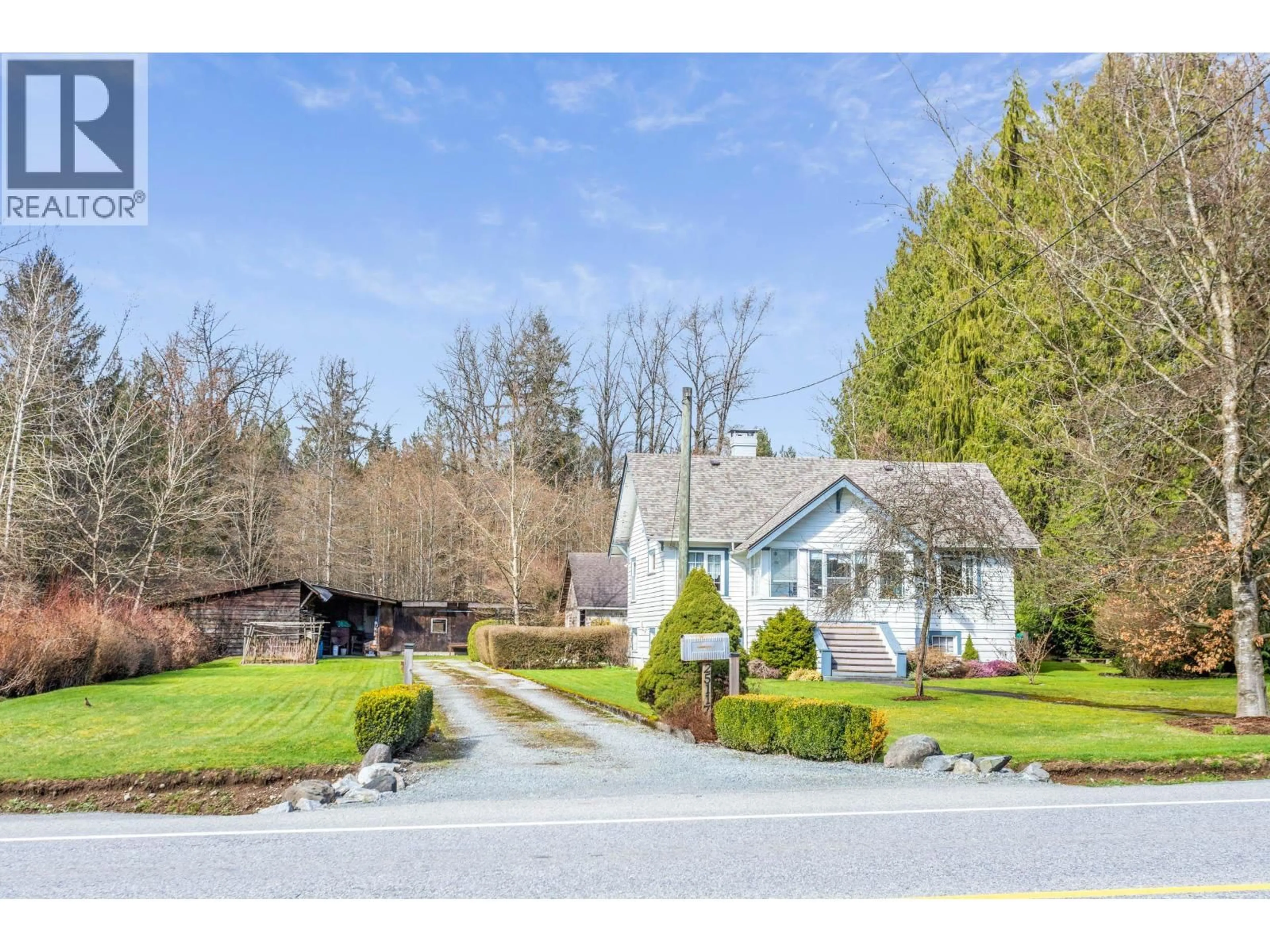 A pic from outside/outdoor area/front of a property/back of a property/a pic from drone, street for 25117 DEWDNEY TRUNK ROAD, Maple Ridge British Columbia V4R1X6