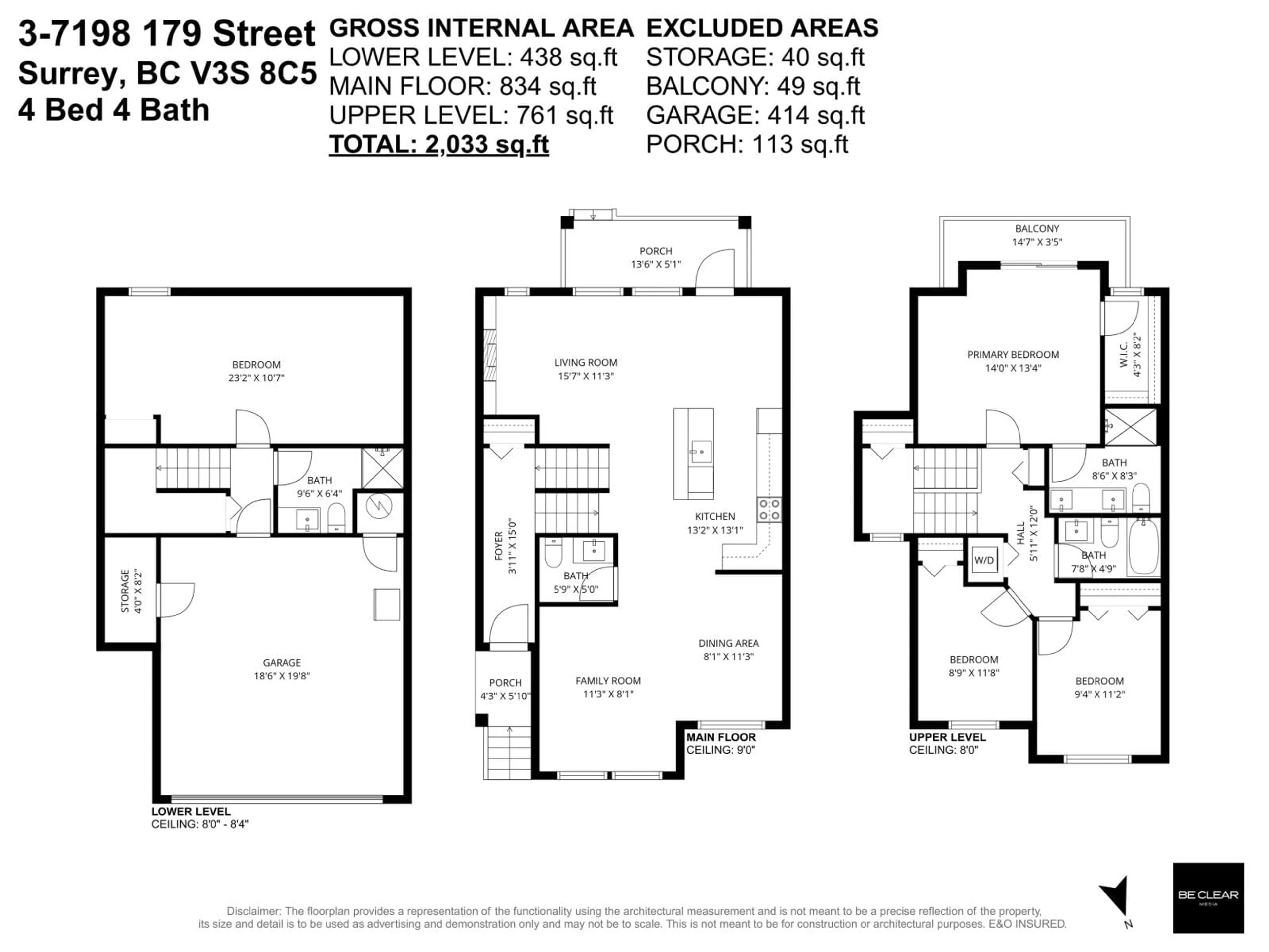 Floor plan for 3 - 7198 179 STREET, Surrey British Columbia V3S8C5
