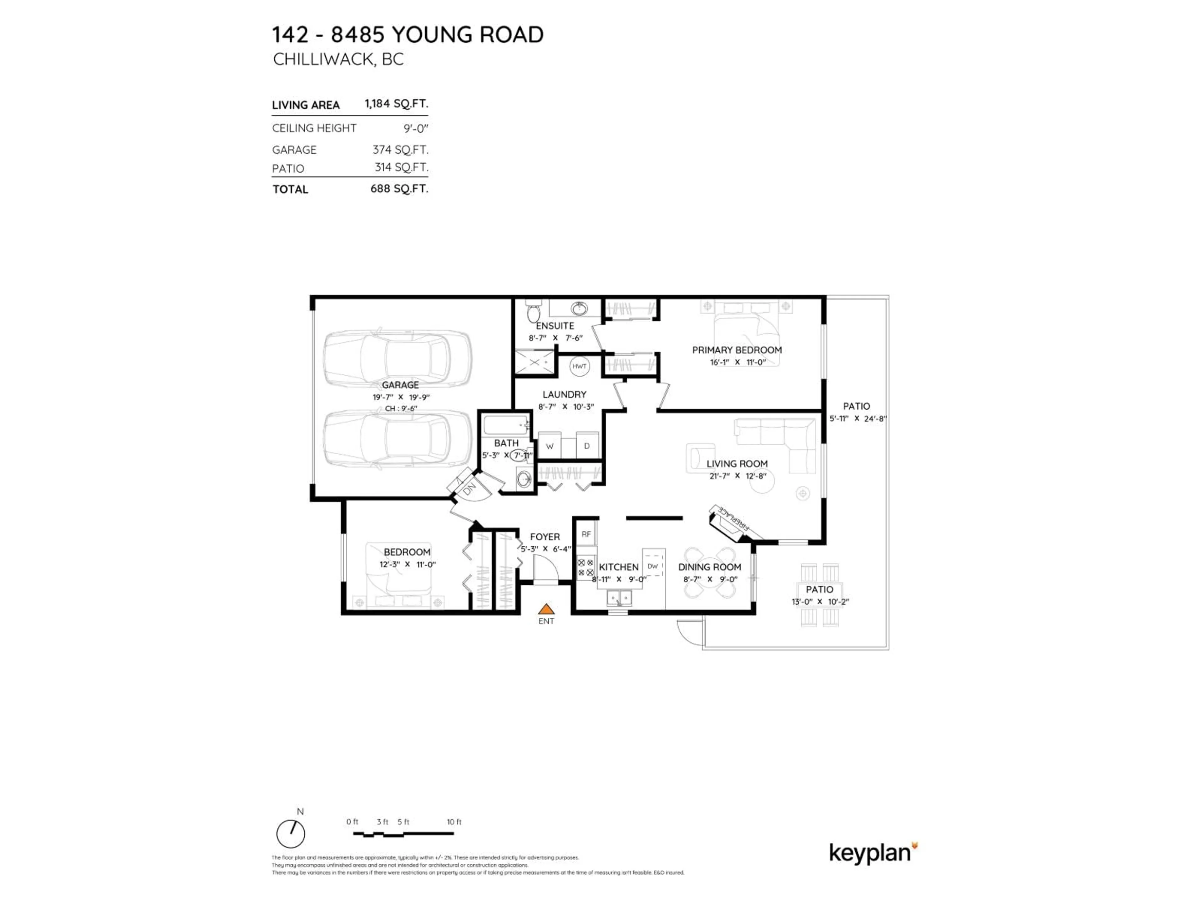 Floor plan for 142 - 8485 YOUNG ROAD, Chilliwack British Columbia V2P7Y7