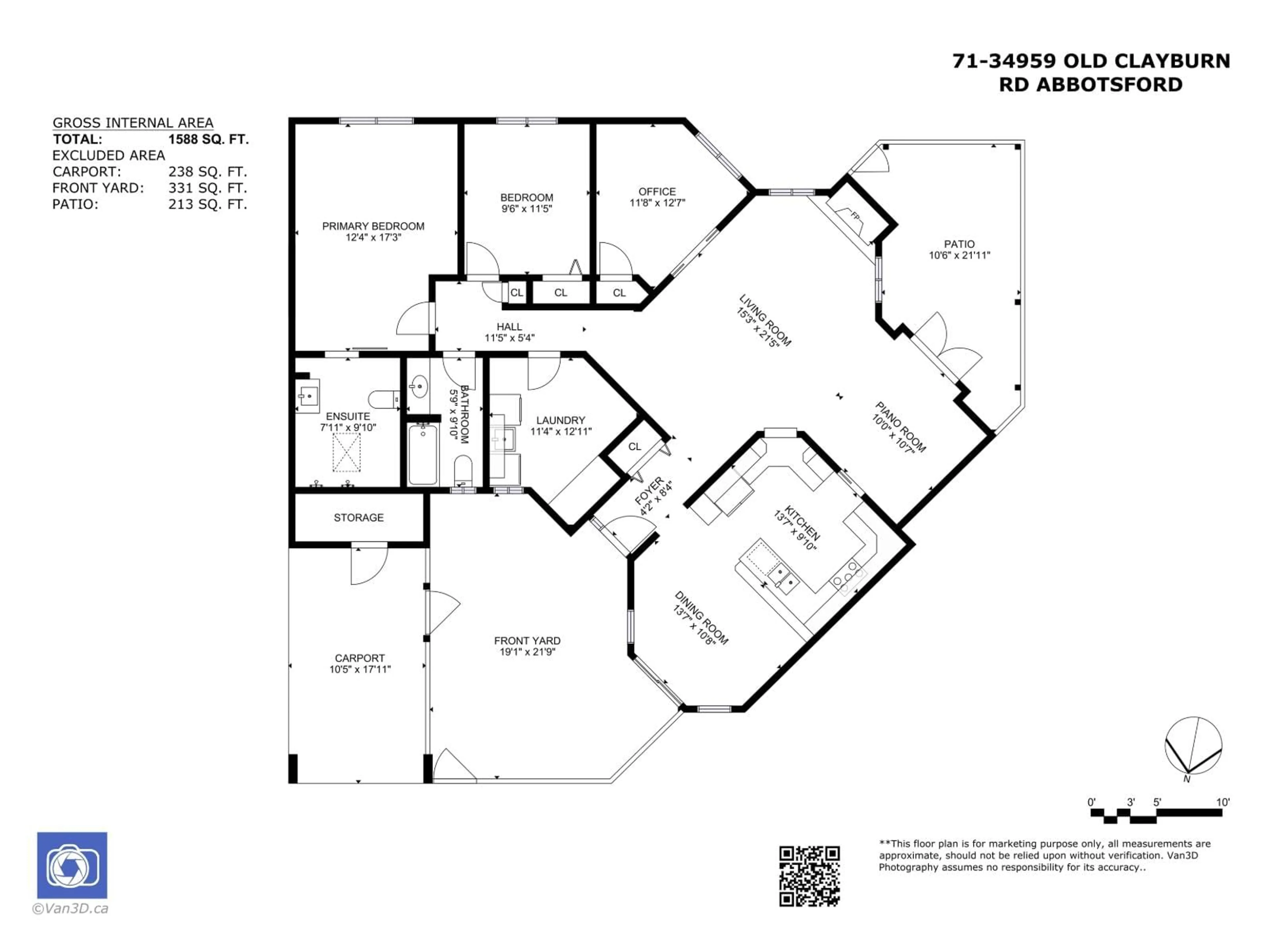 Floor plan for 71 - 34959 OLD CLAYBURN ROAD, Abbotsford British Columbia V2S6W7