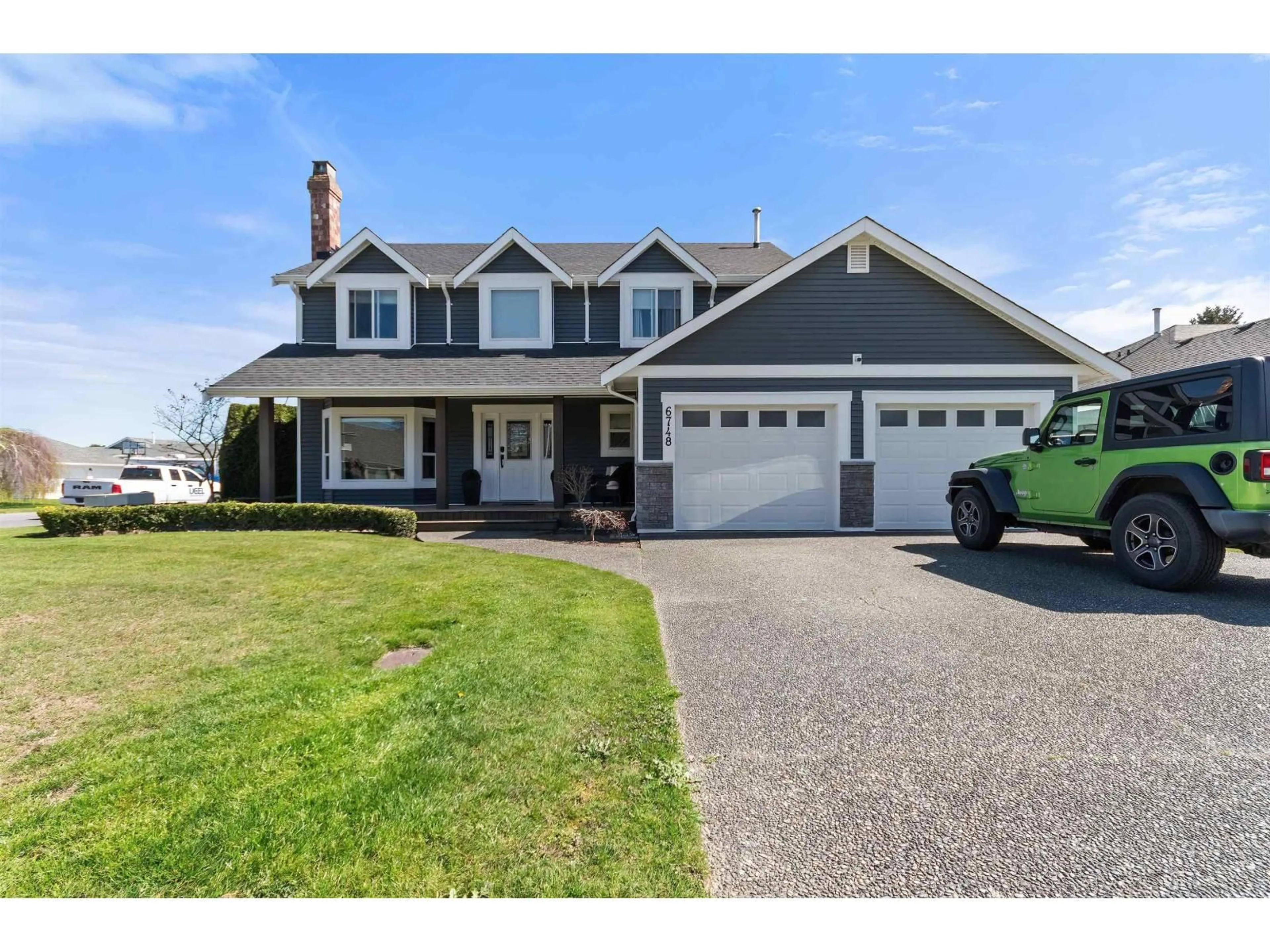 Home with vinyl exterior material, street for 6748 HENRY STREET, Chilliwack British Columbia V2R2Z9