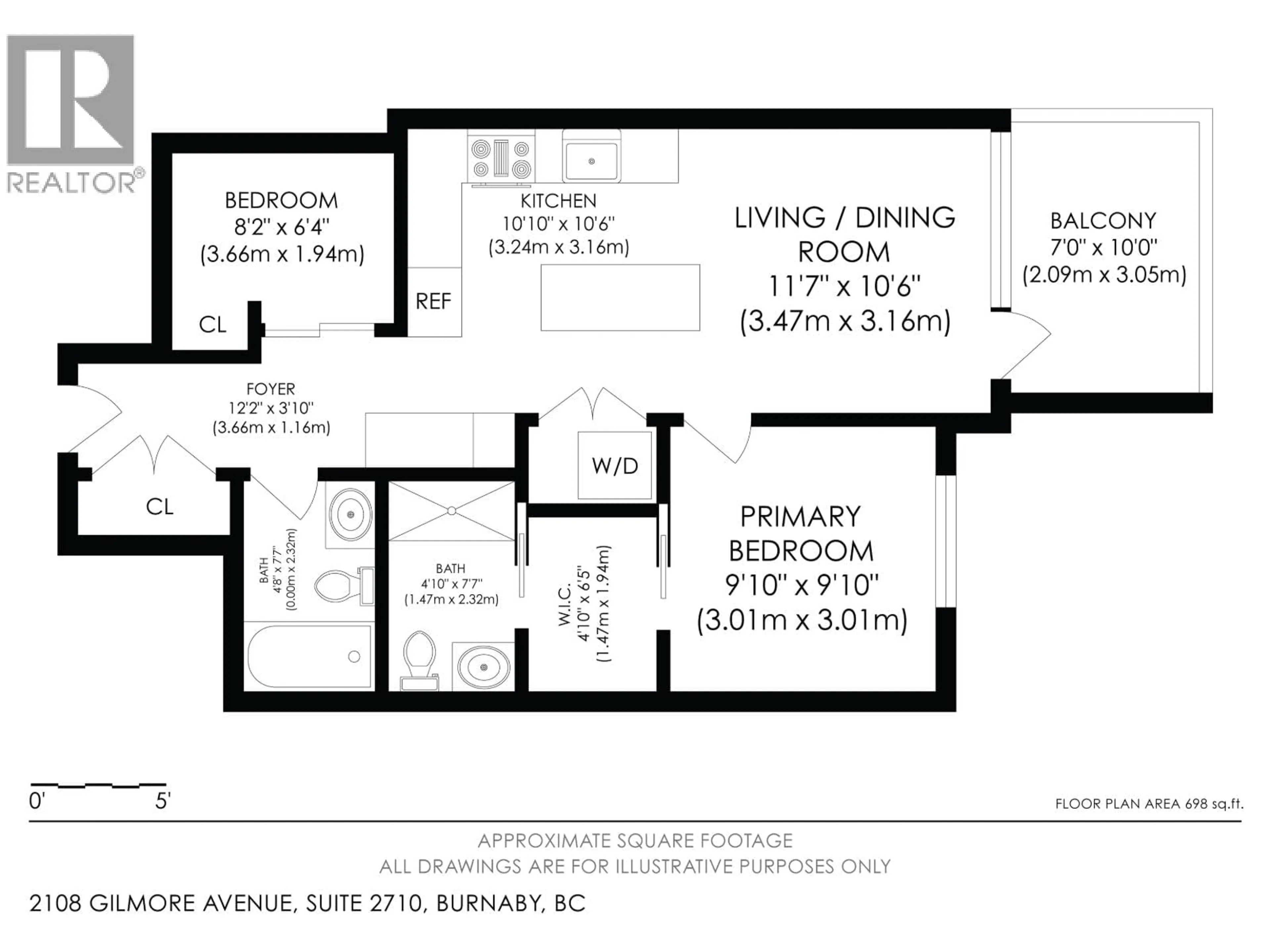 Floor plan for 2710 - 2108 GILMORE AVENUE, Burnaby British Columbia V5C0N8