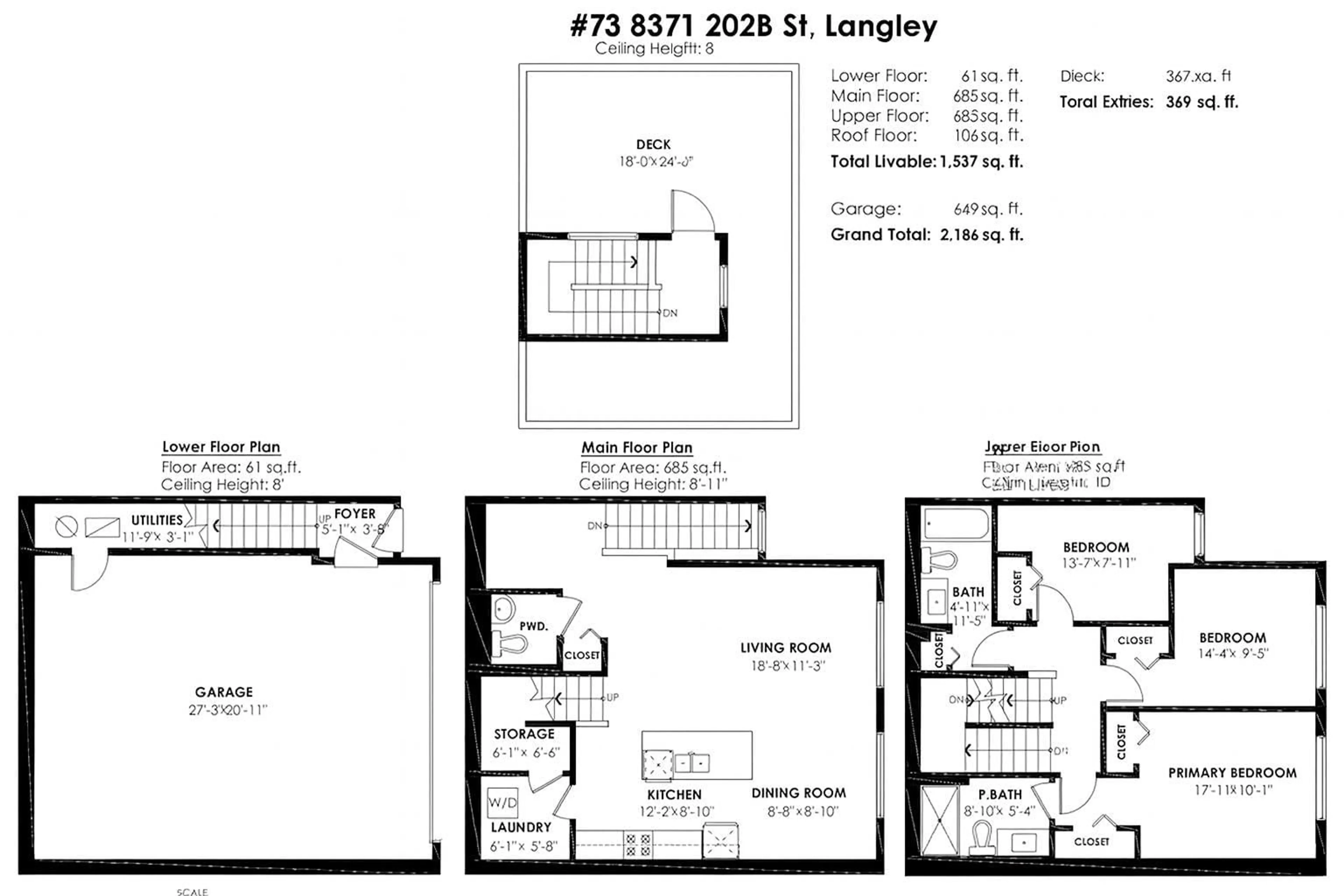 Floor plan for 73 - 8371 202B STREET, Langley British Columbia V2Y4K6