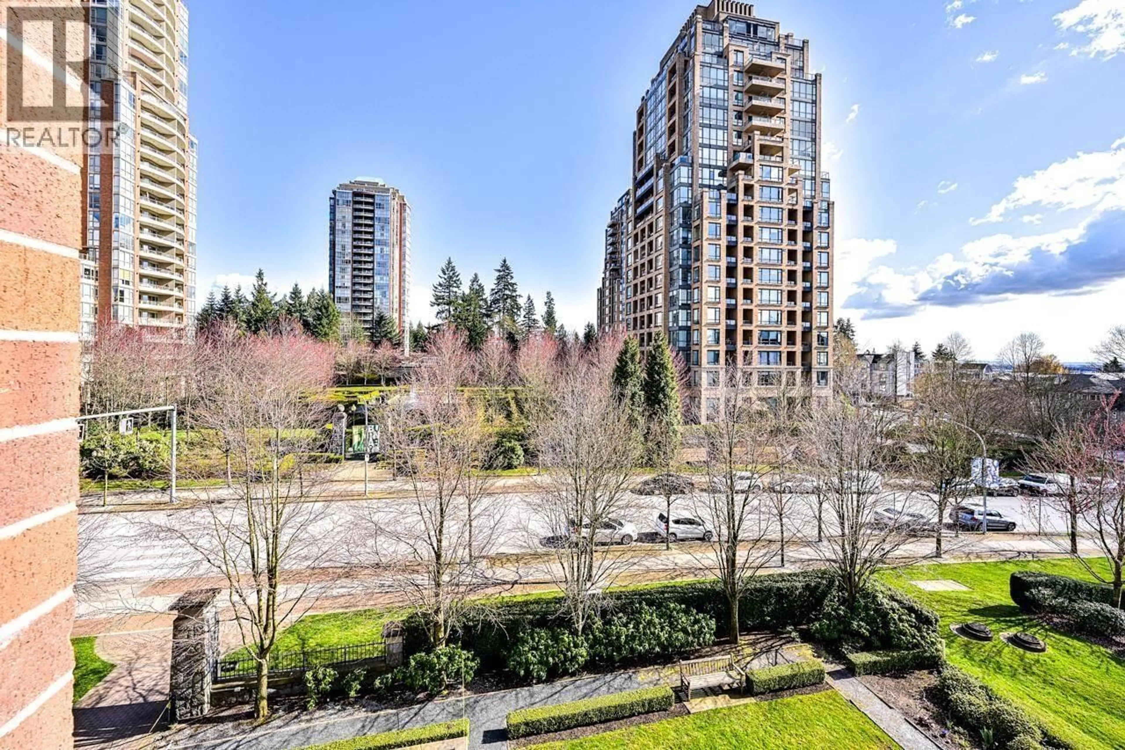 Patio, city buildings view from balcony for 303 - 6833 STATION HILL DRIVE, Burnaby British Columbia V3N5E1