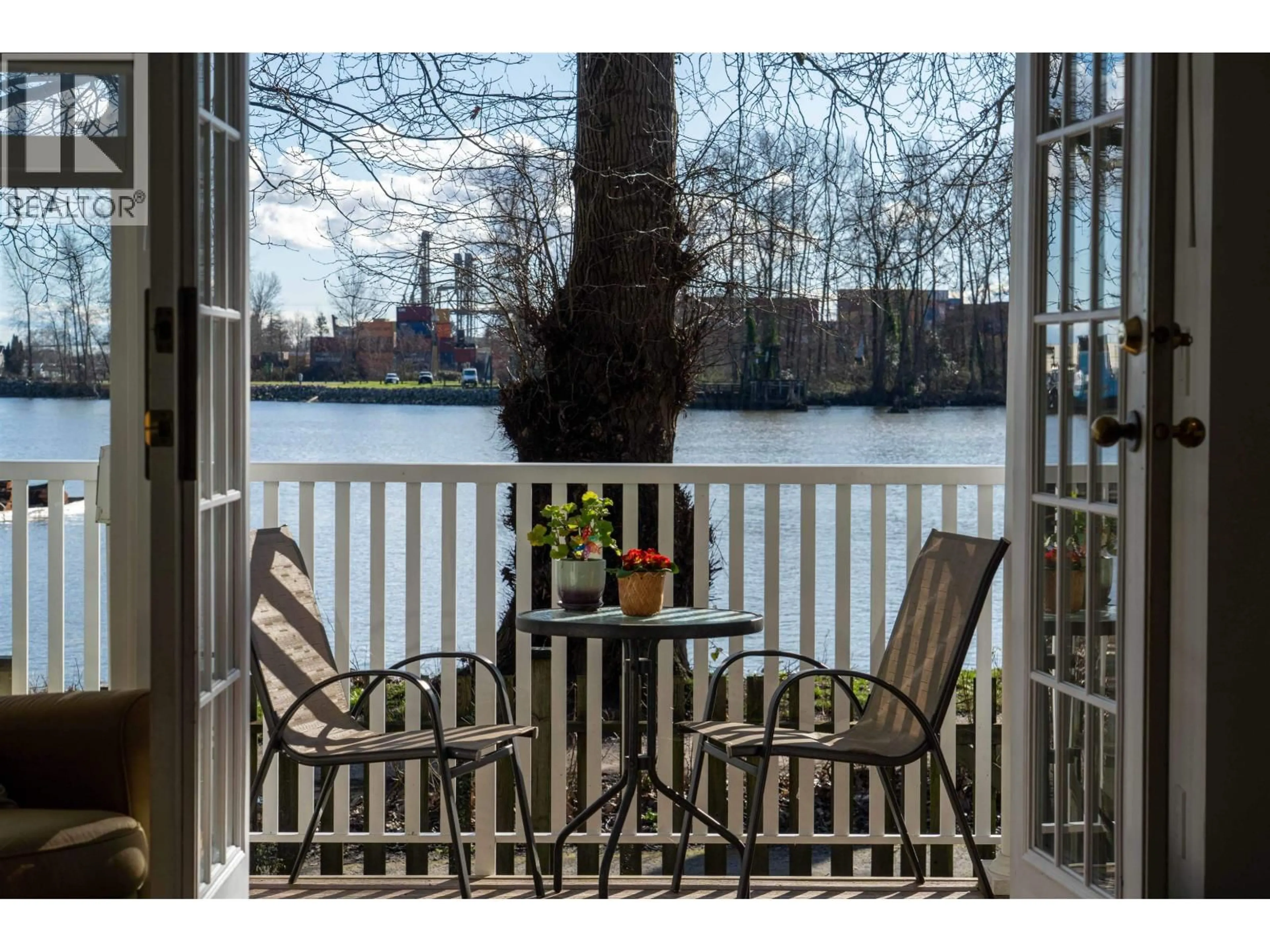 Patio, water/lake/river/ocean view for 1 - 8581 JELLICOE STREET, Vancouver British Columbia V5S4T5