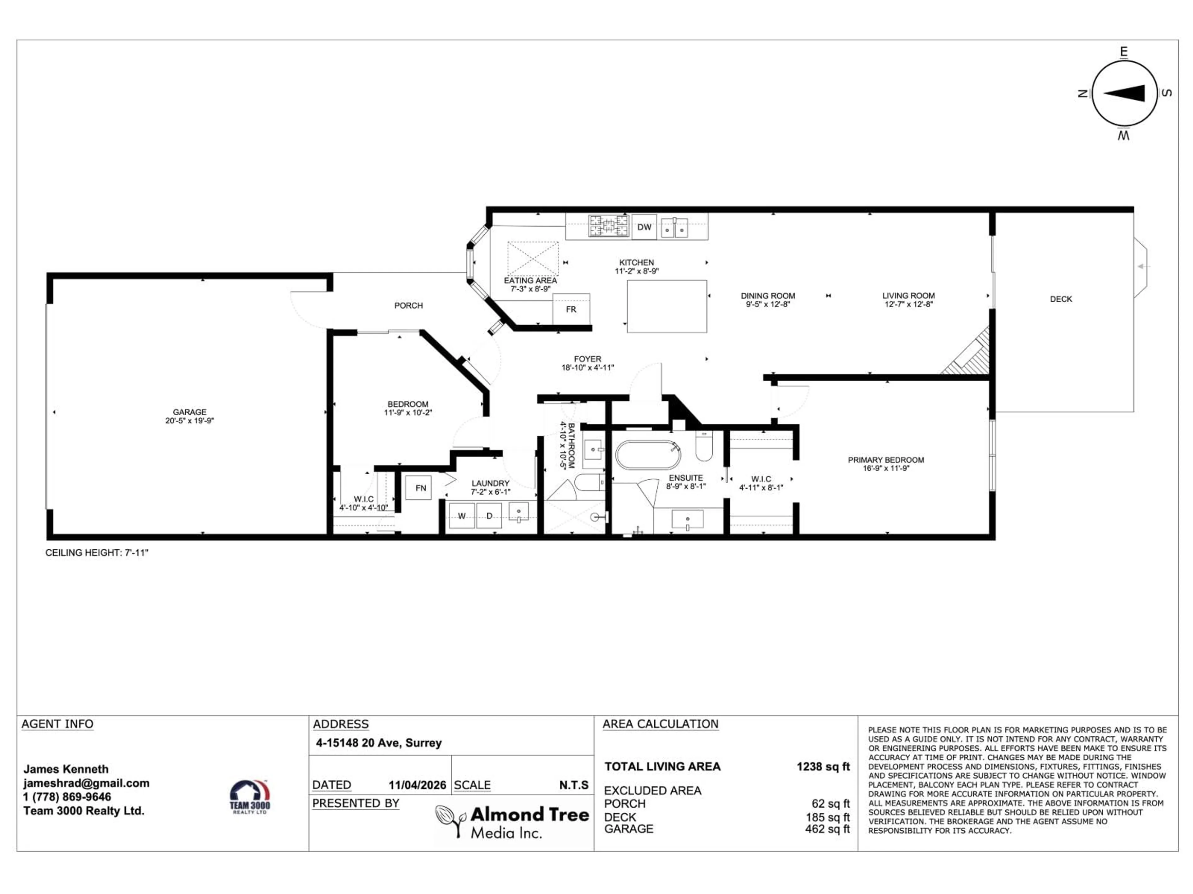 Floor plan for 4 - 15148 20 AVENUE, Surrey British Columbia V4A8S1