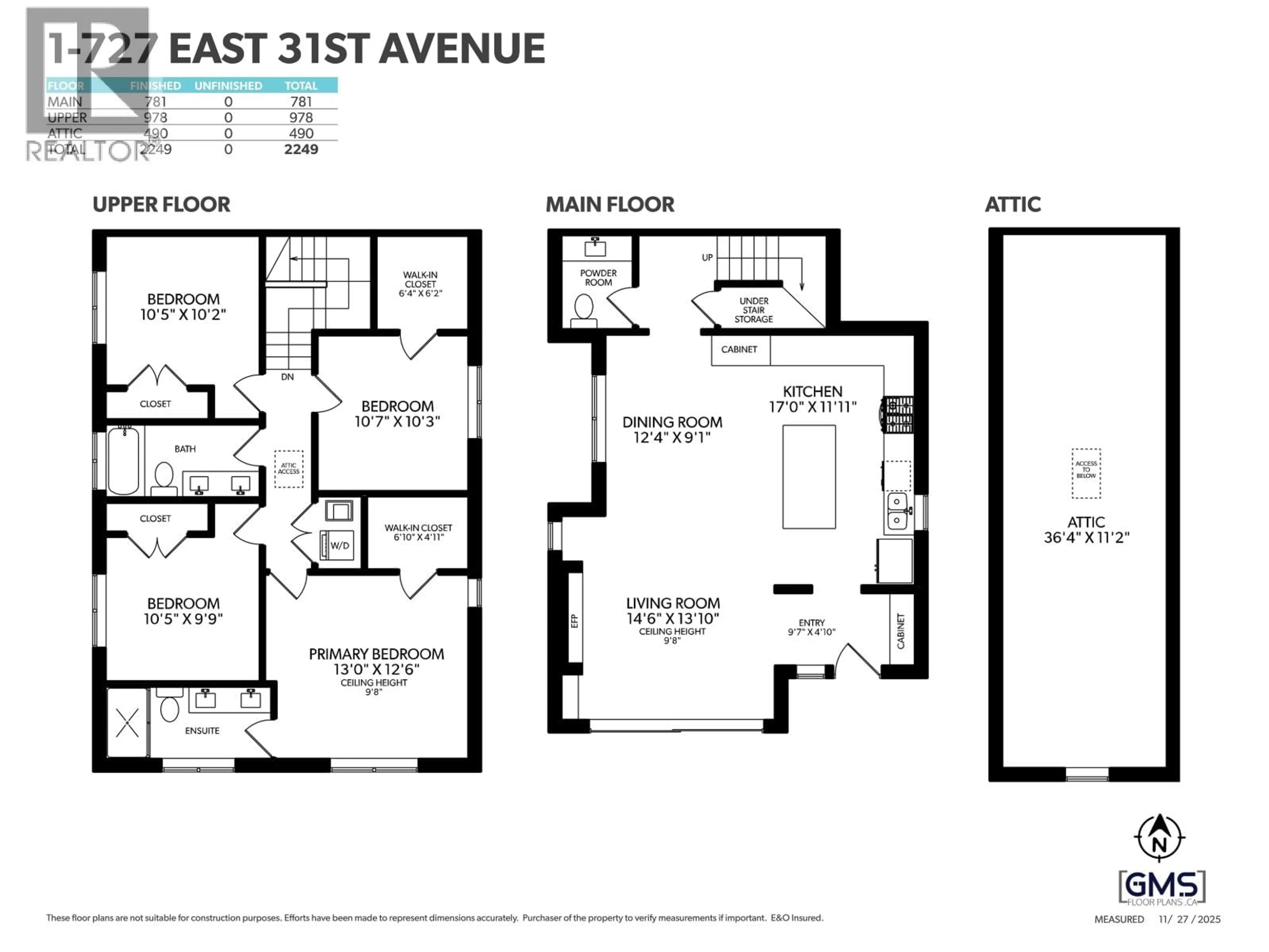 Floor plan for 1 - 727 31ST AVENUE, Vancouver British Columbia V5V2W9
