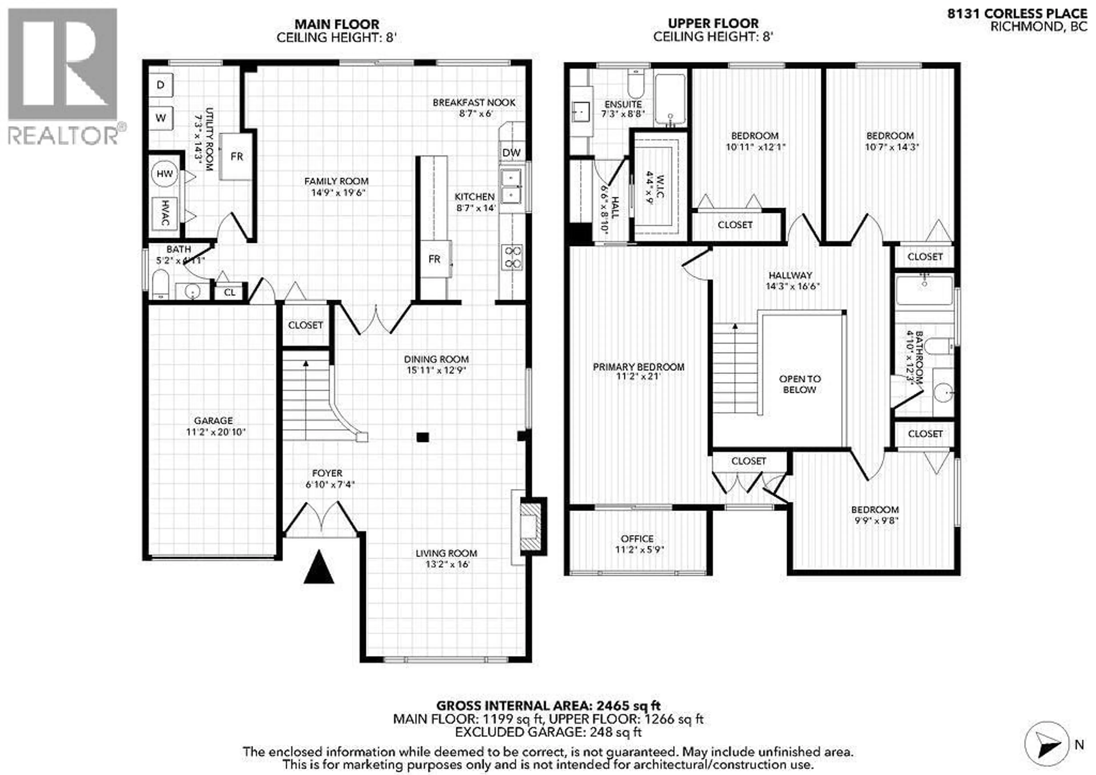 Floor plan for 8131 CORLESS PLACE, Richmond British Columbia V7C4X4