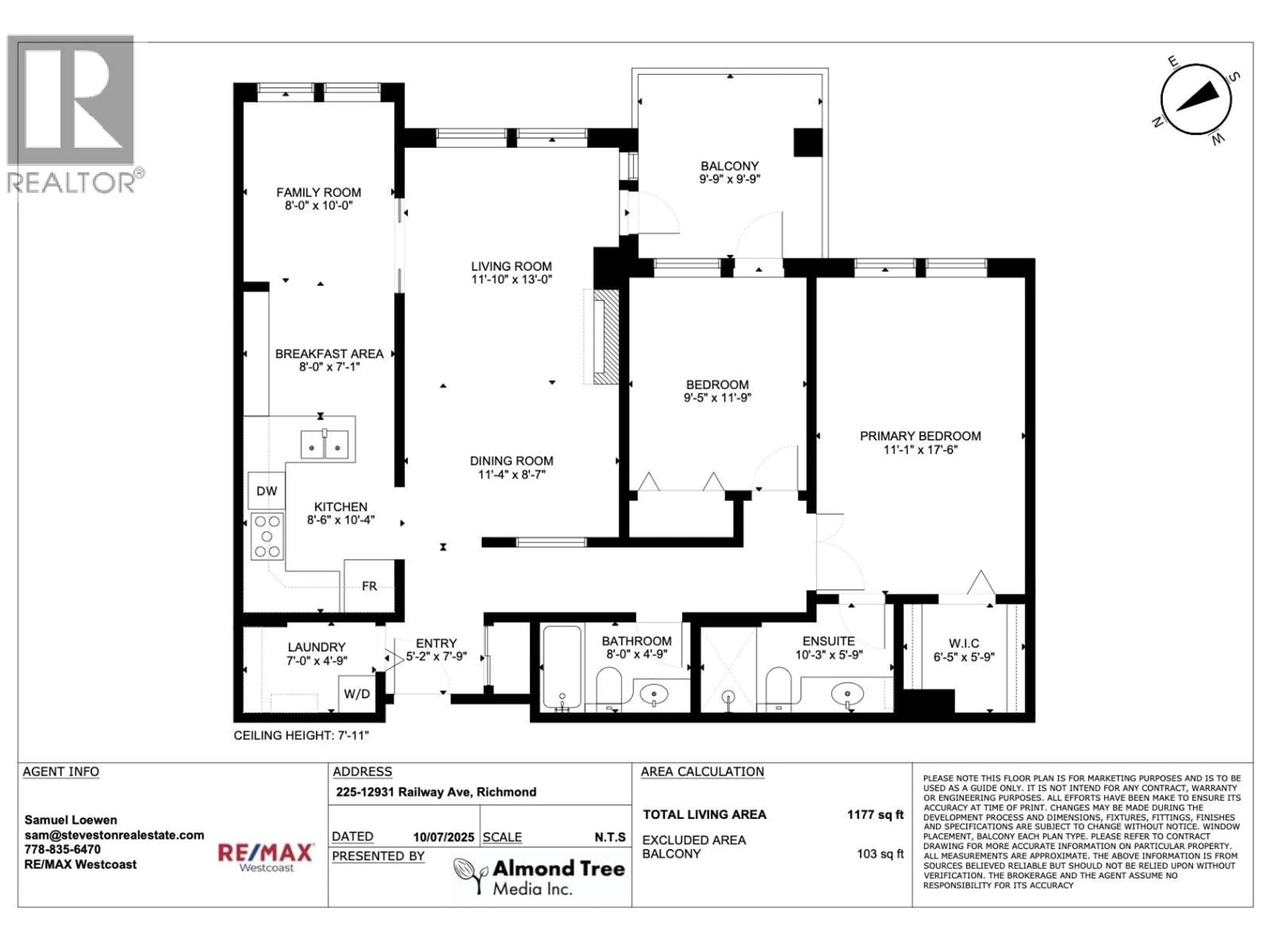 Floor plan for 225 - 12931 RAILWAY AVENUE, Richmond British Columbia V7E6M5