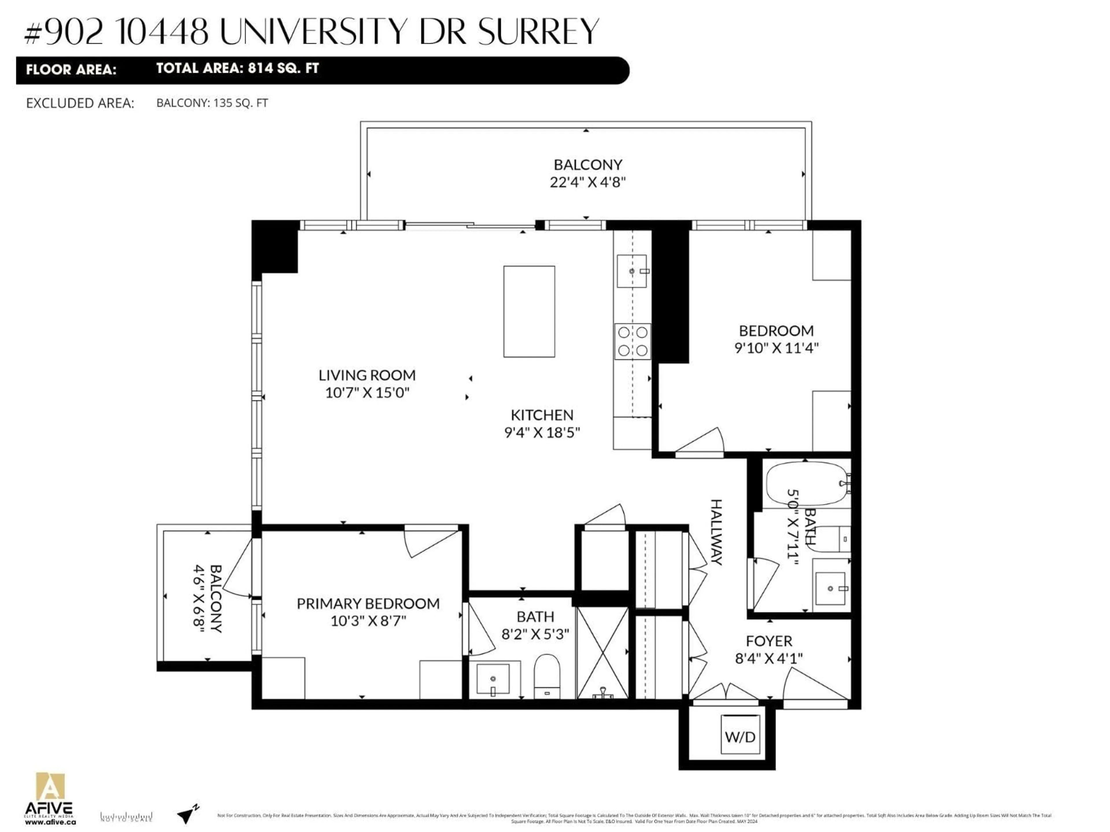 Floor plan for 902 - 10448 UNIVERSITY DRIVE, Surrey British Columbia V3T0S7