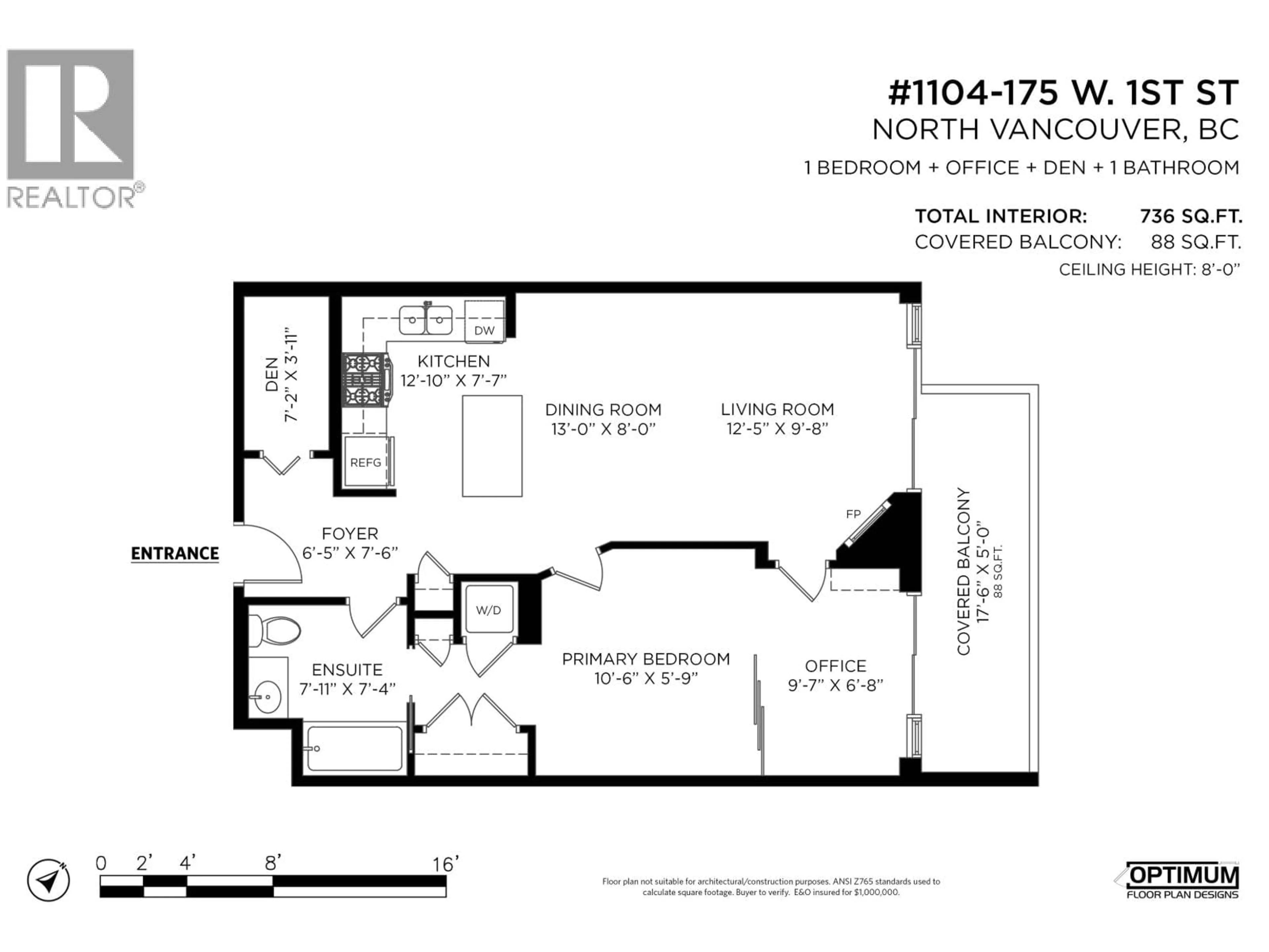 Floor plan for 1104 - 175 1ST STREET, North Vancouver British Columbia V7M3N9