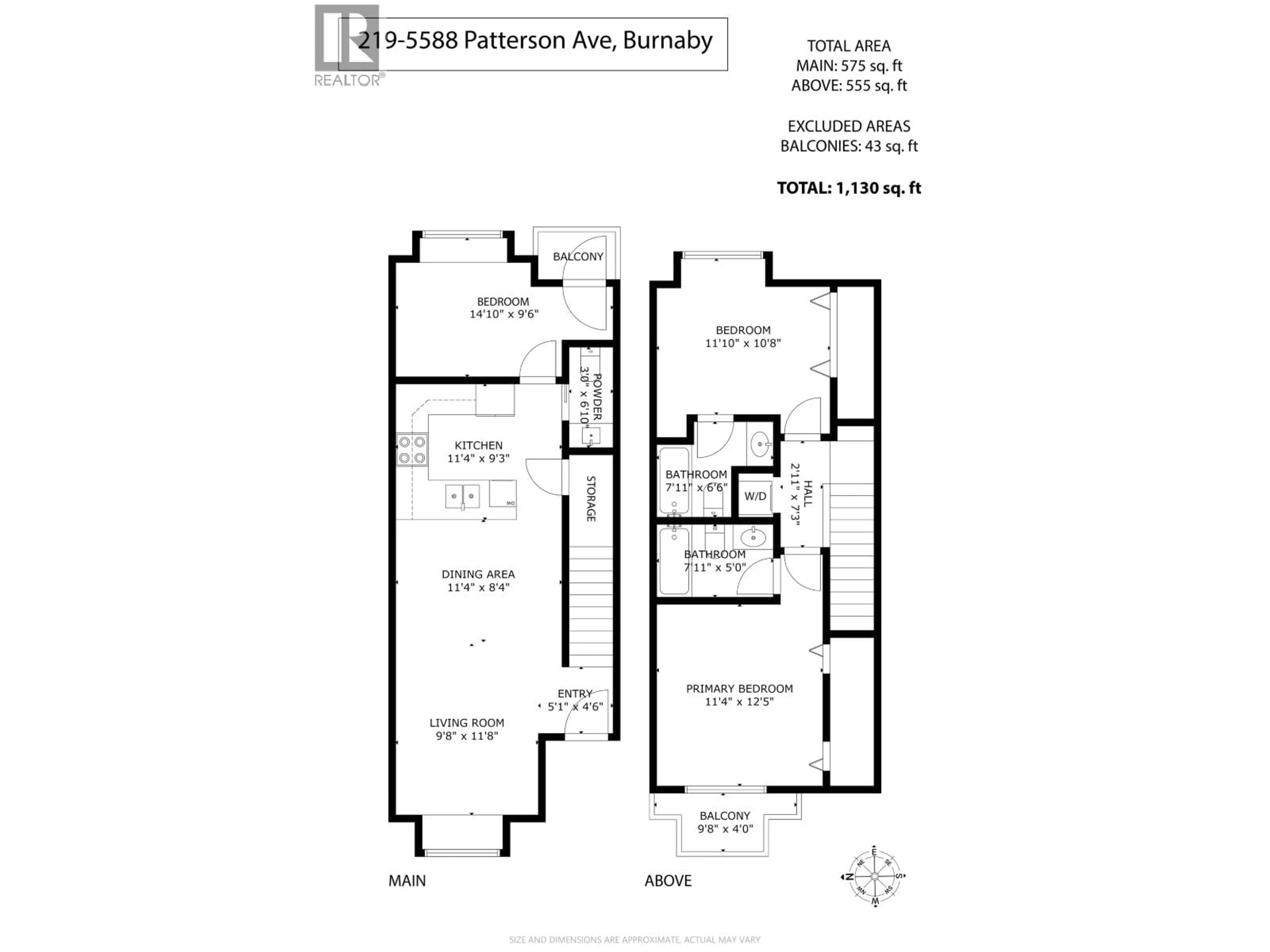 Floor plan for 219 - 5588 PATTERSON AVENUE, Burnaby British Columbia V5H0A7