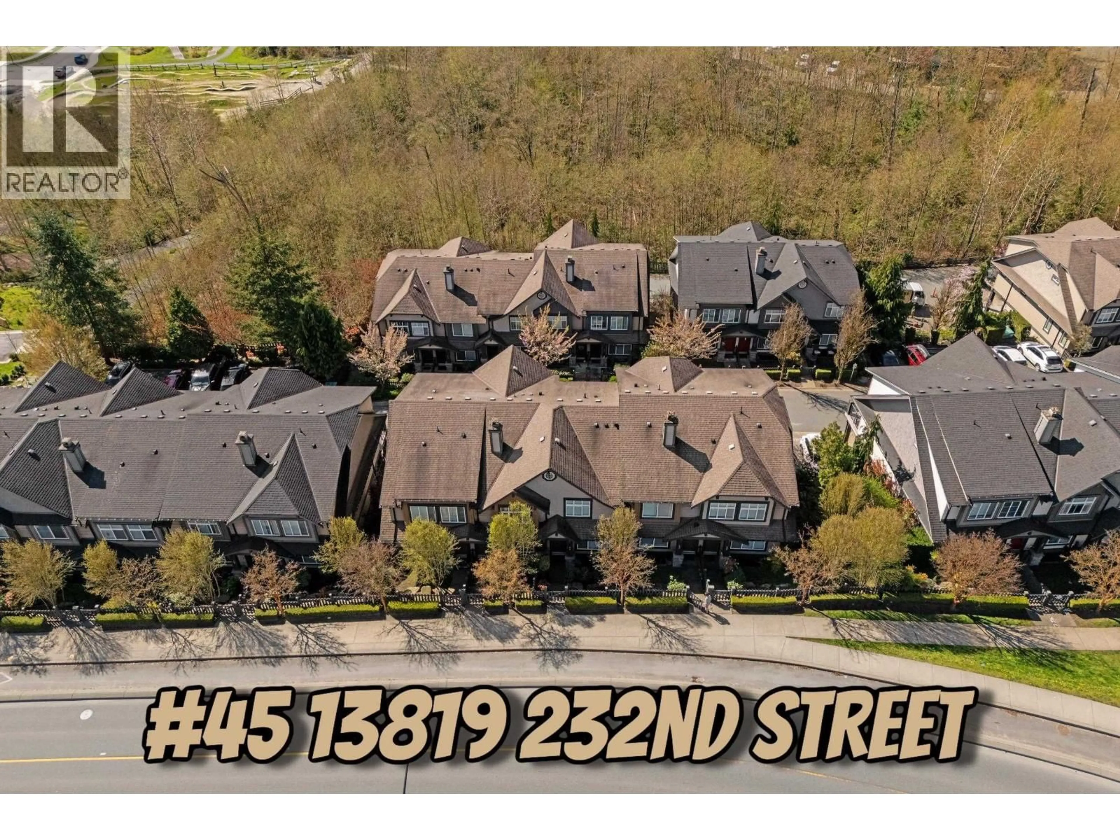 A pic from outside/outdoor area/front of a property/back of a property/a pic from drone, street for 45 - 13819 232 STREET, Maple Ridge British Columbia V4R0C7