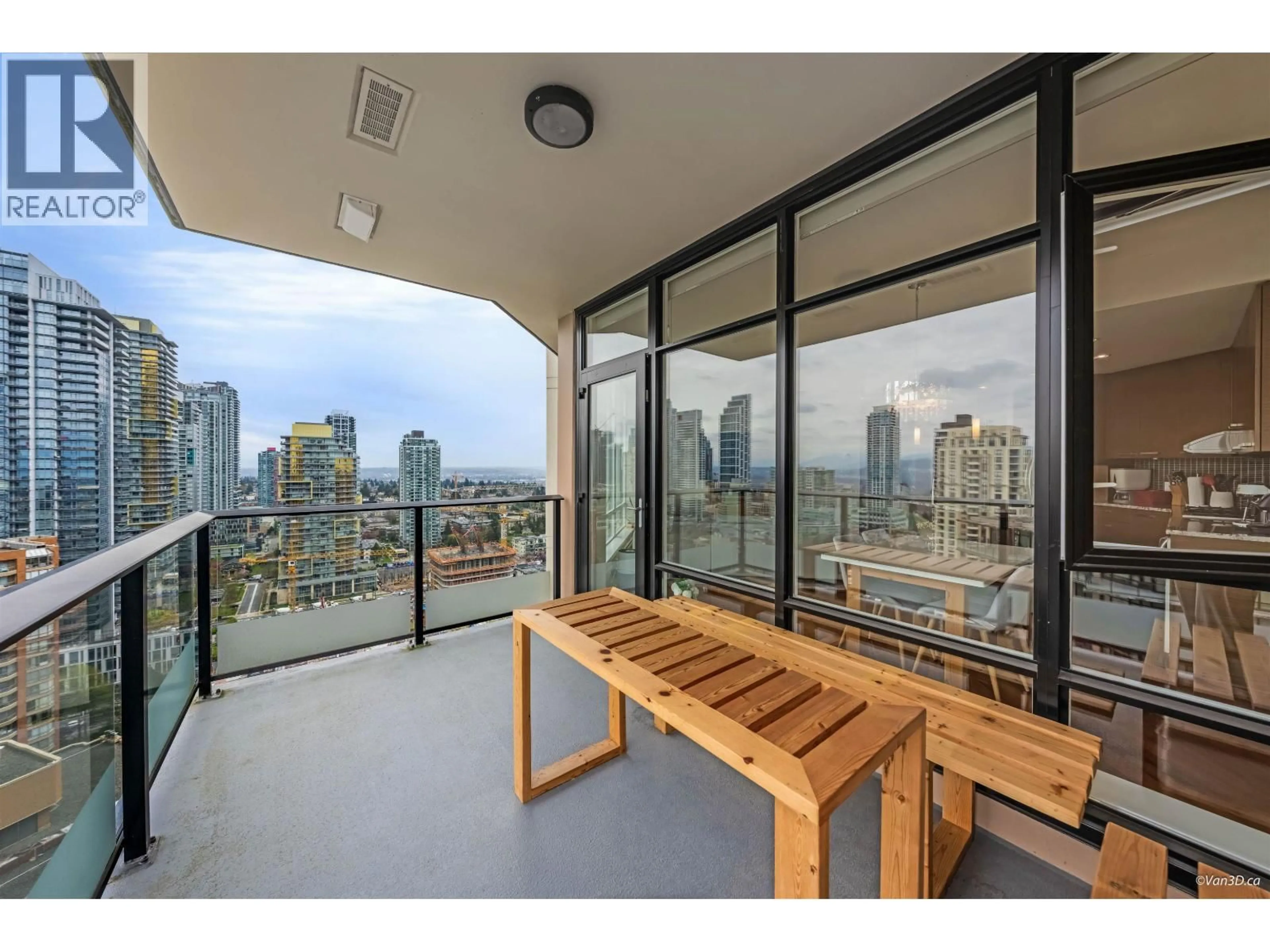 Balcony in the apartment, city buildings view from balcony for 2405 - 6188 WILSON AVENUE, Burnaby British Columbia V5H0A5