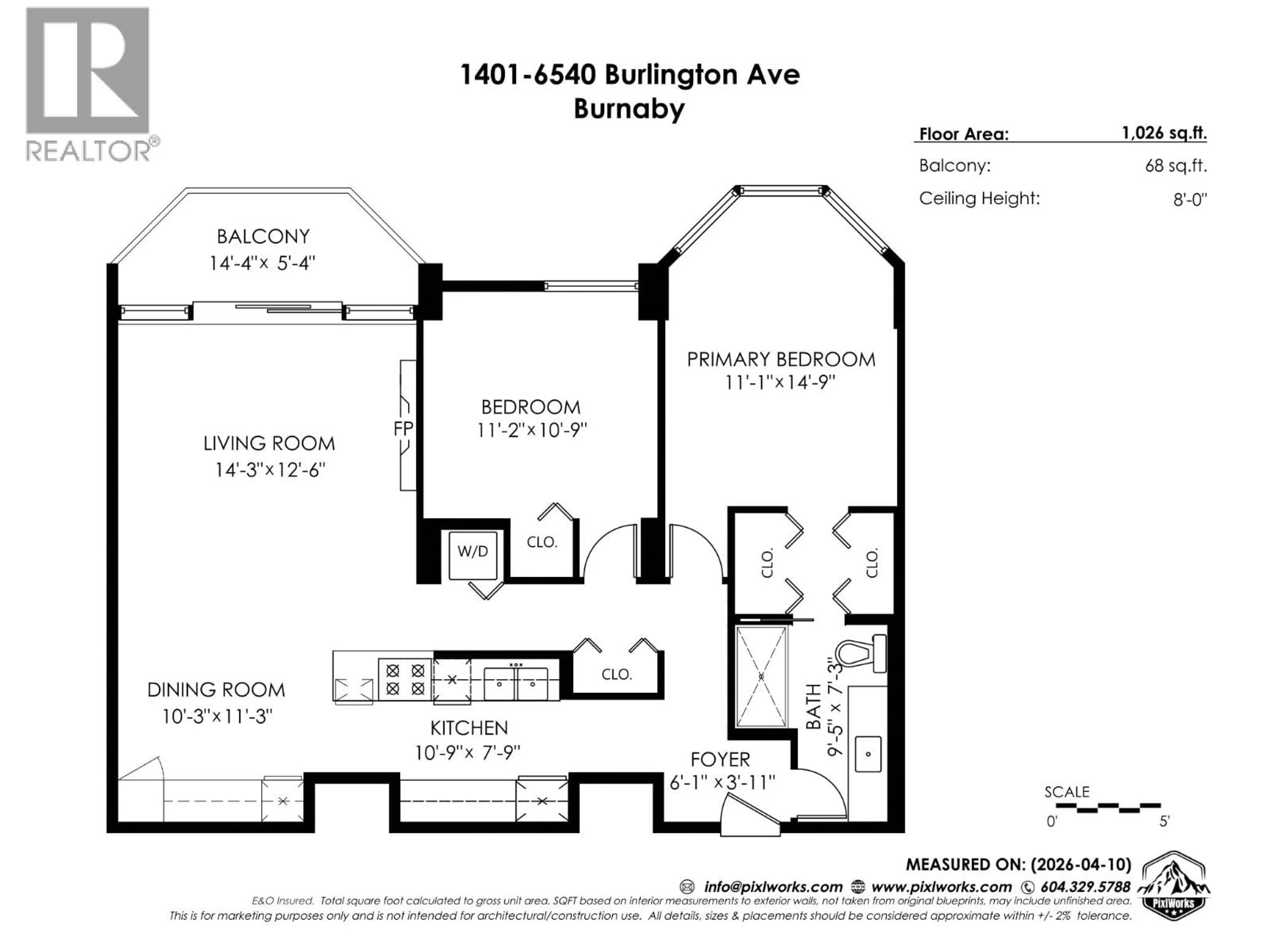 Floor plan for 1401 - 6540 BURLINGTON AVENUE, Burnaby British Columbia V5H4G3