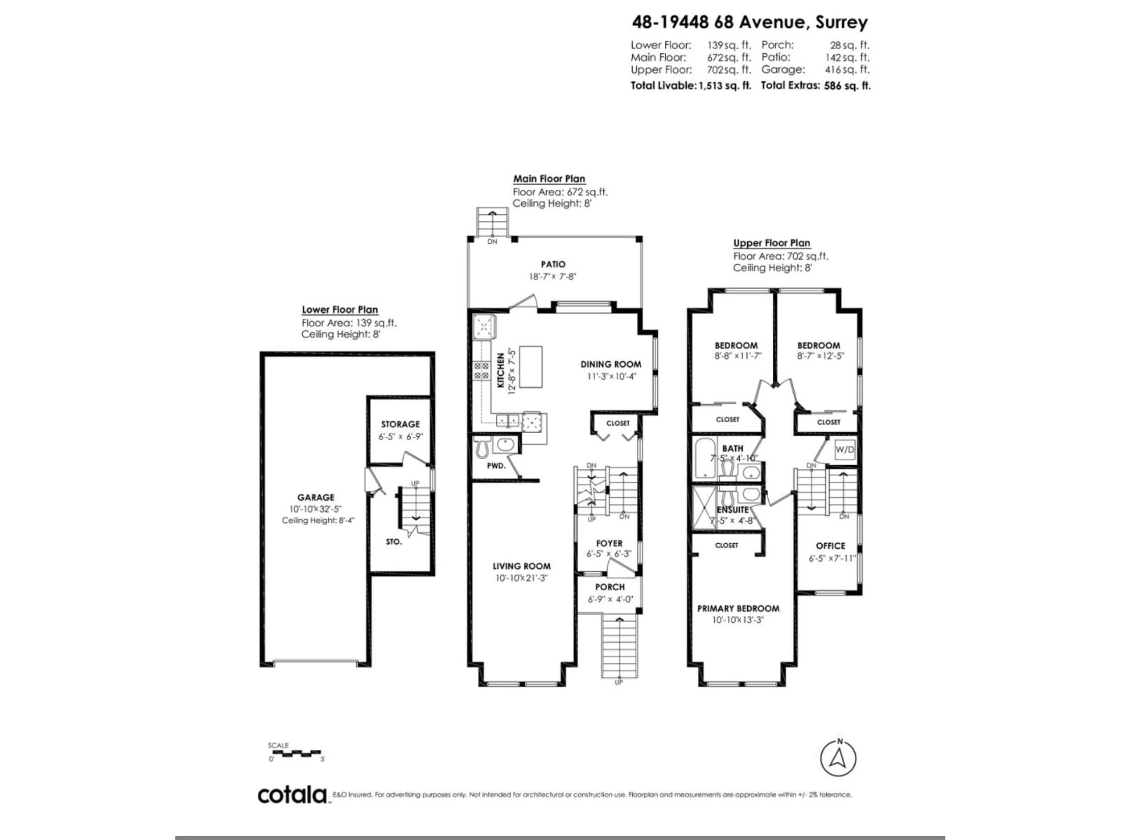 Floor plan for 48 - 19448 68 AVENUE, Surrey British Columbia V4N5V5