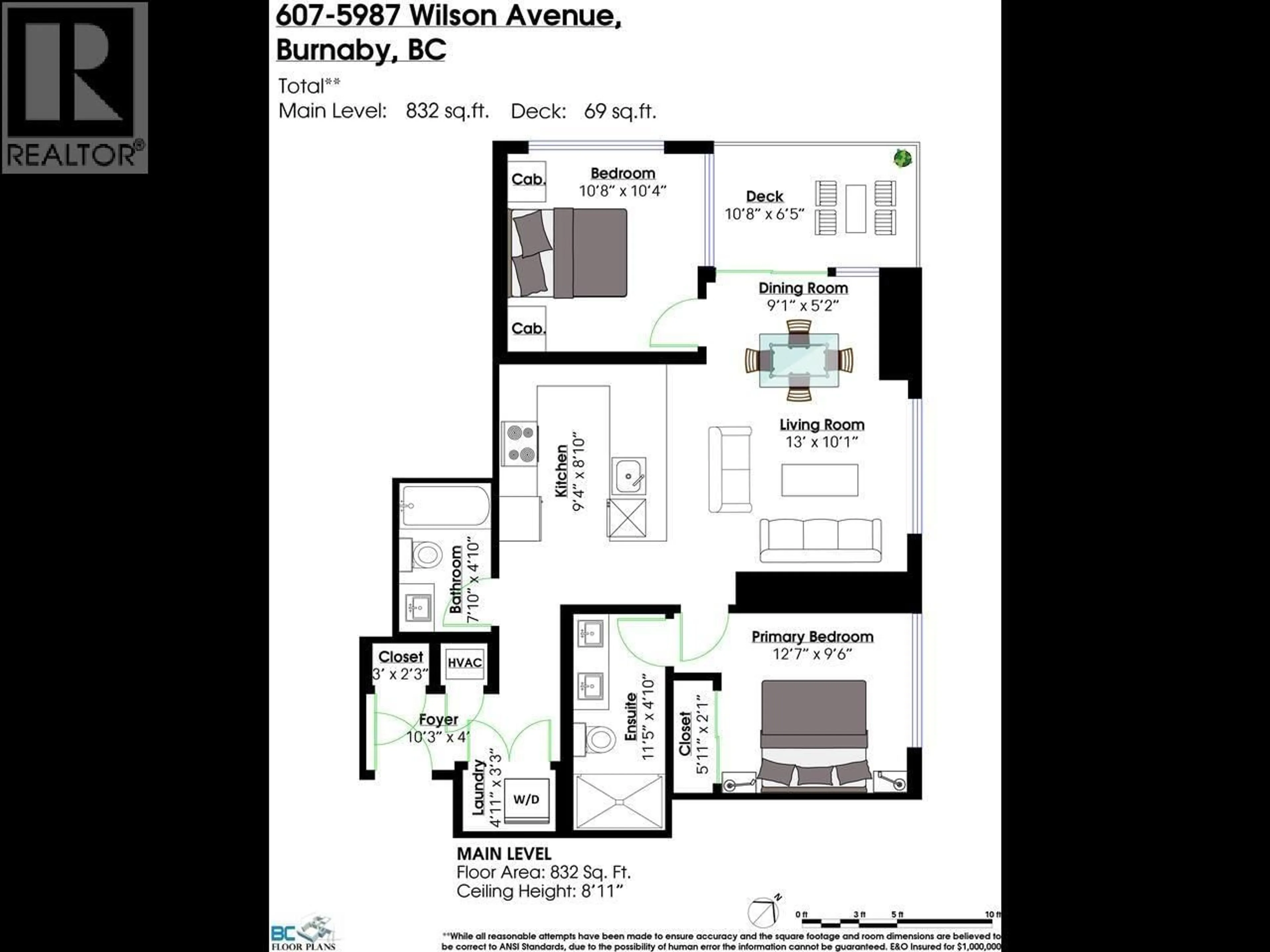 Floor plan for 607 - 5987 WILSON AVENUE, Burnaby British Columbia V5H0L7
