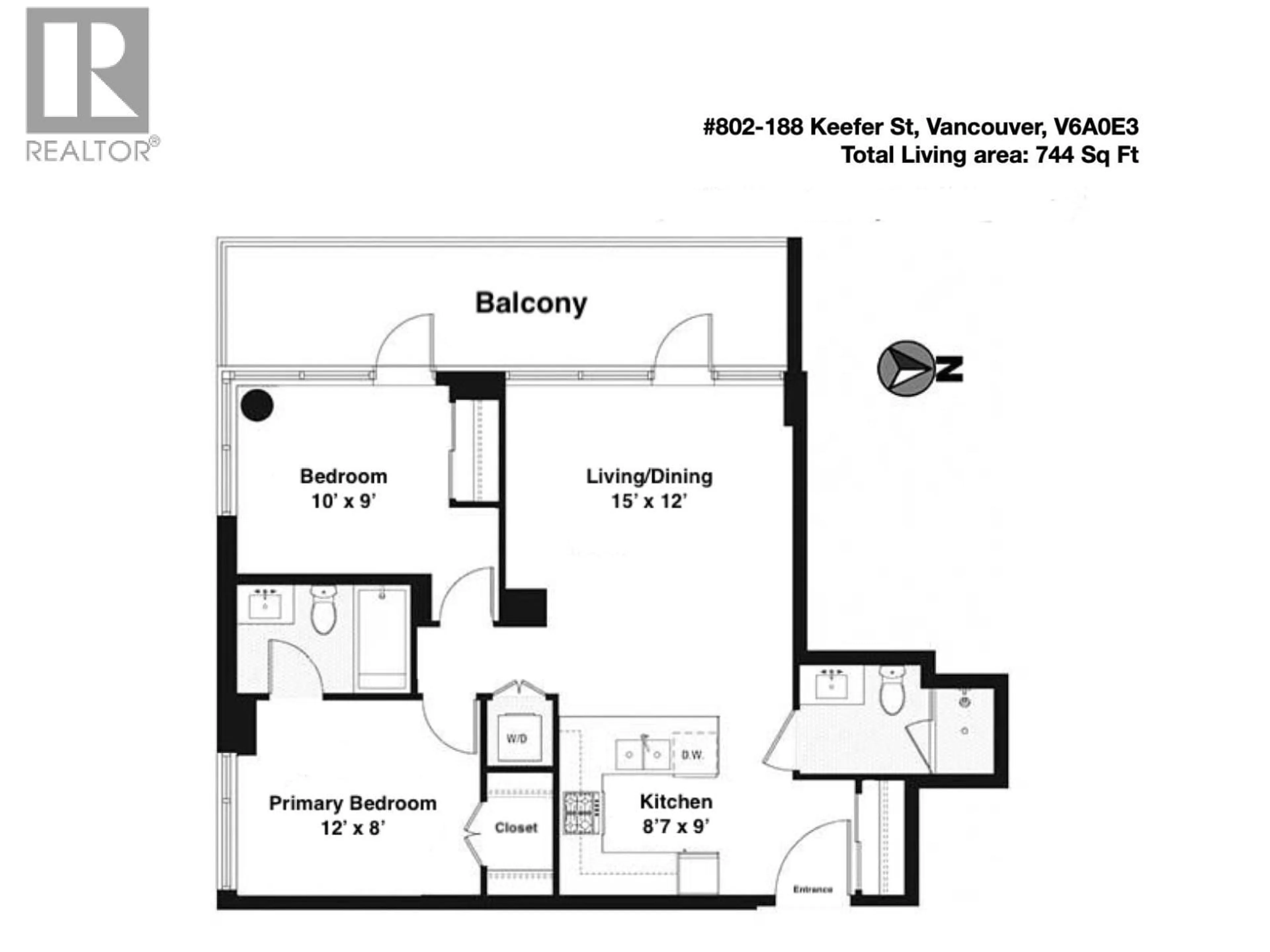 Floor plan for 802 - 188 KEEFER STREET, Vancouver British Columbia V6A0E3