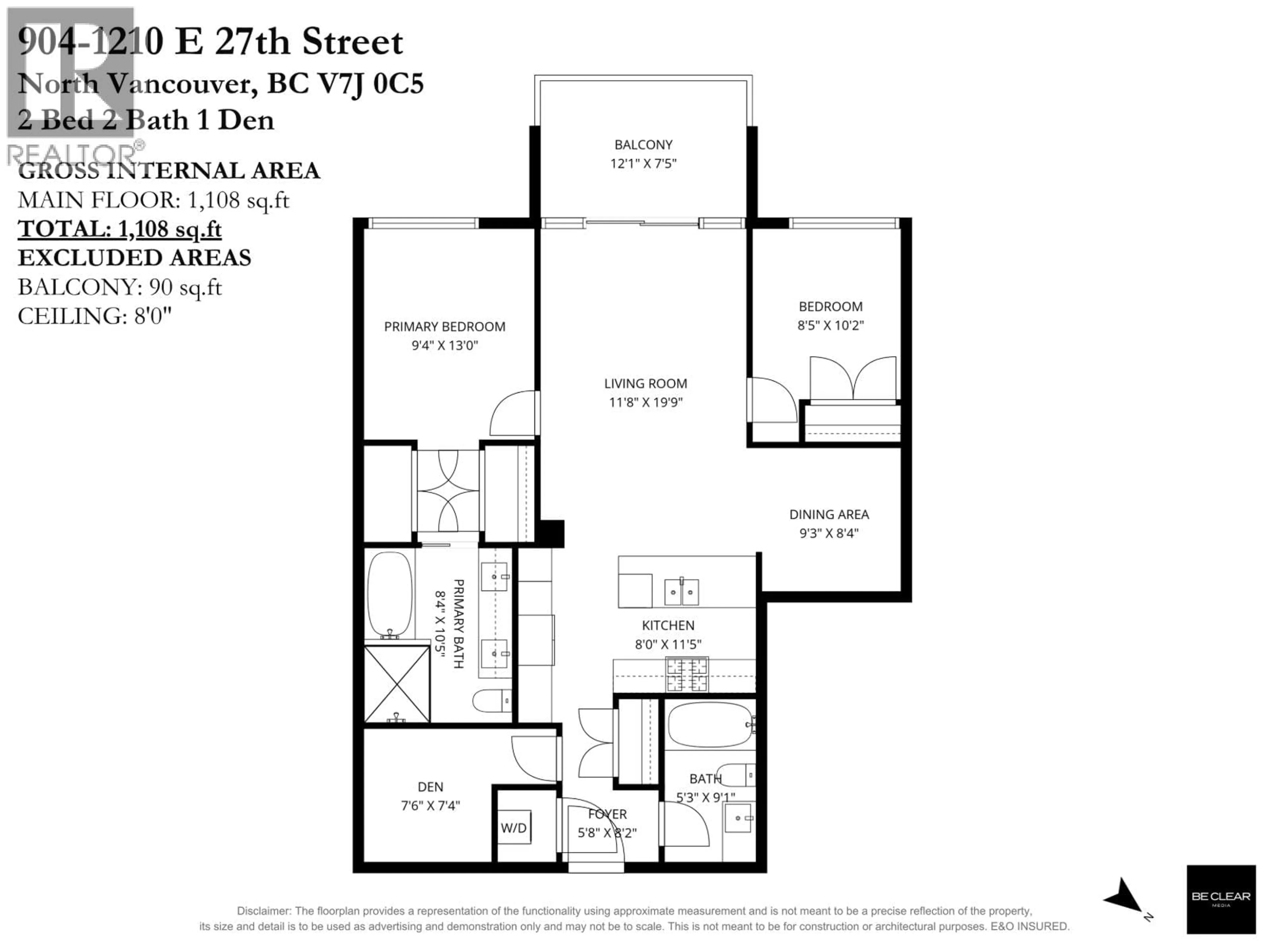 Floor plan for 904 - 1210 27TH STREET, North Vancouver British Columbia V5J0C5