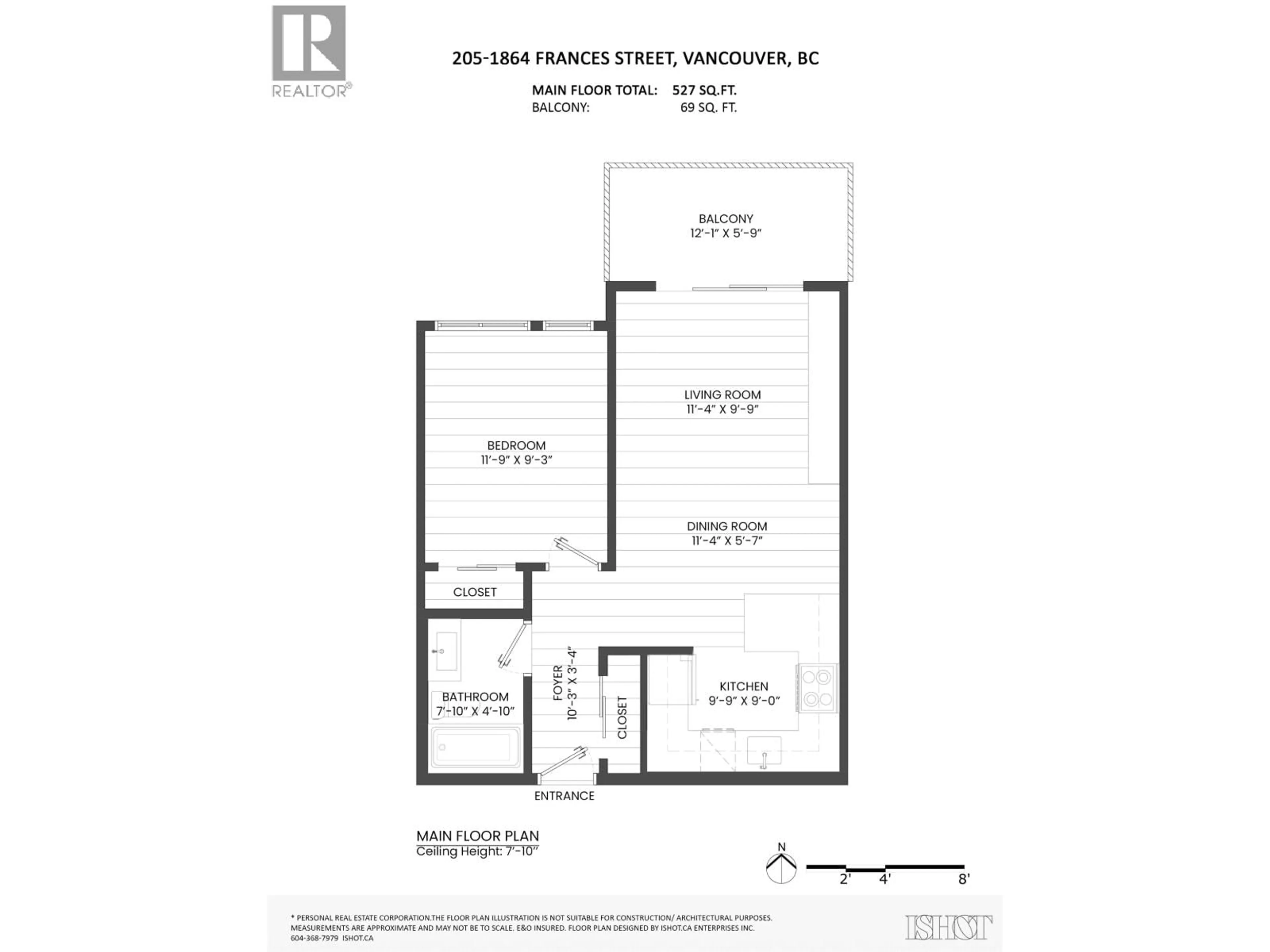 Floor plan for 205 - 1864 FRANCES STREET, Vancouver British Columbia V5L1Z7