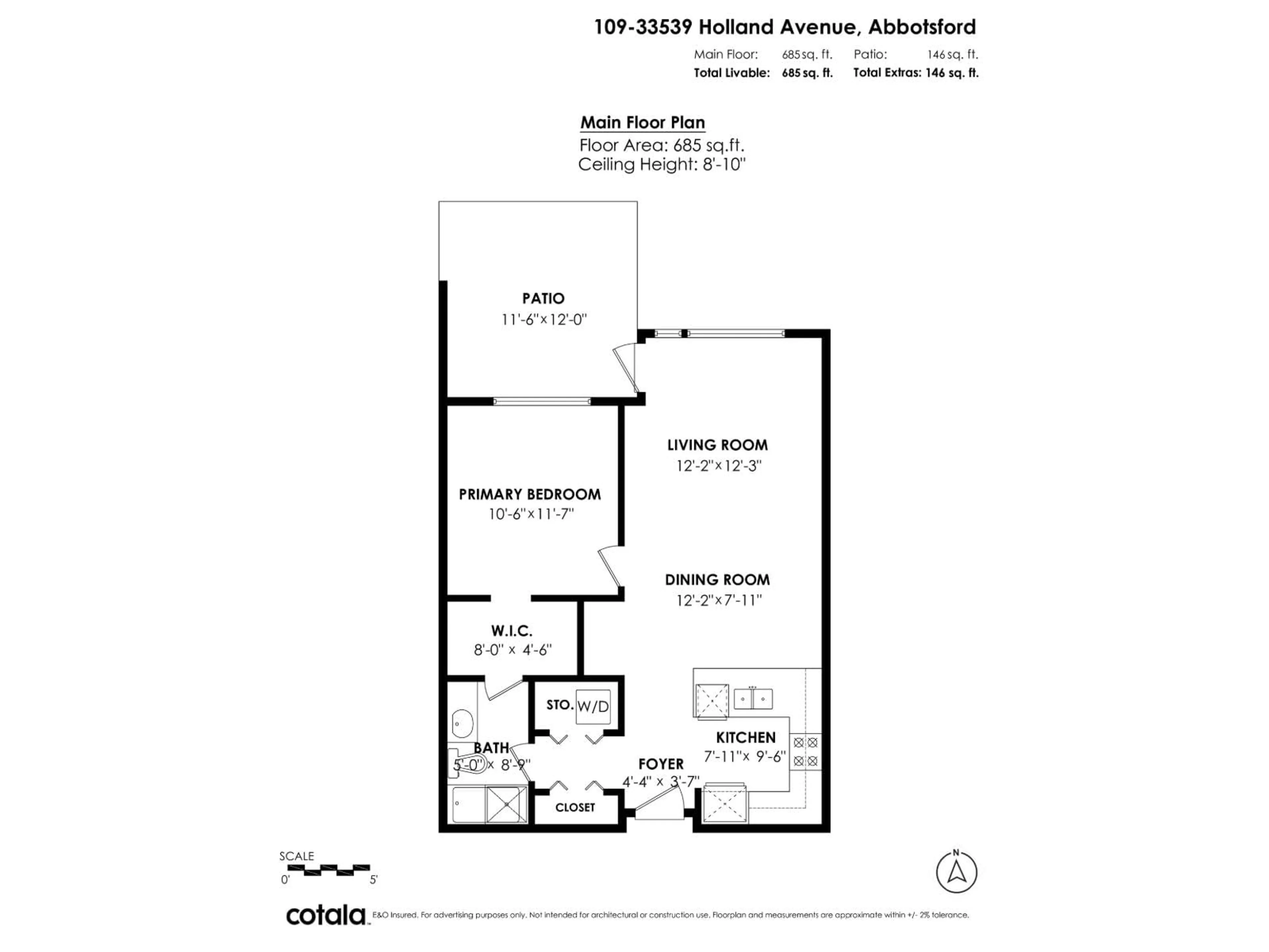 Floor plan for 109 - 33539 HOLLAND AVENUE, Abbotsford British Columbia V2S0C6