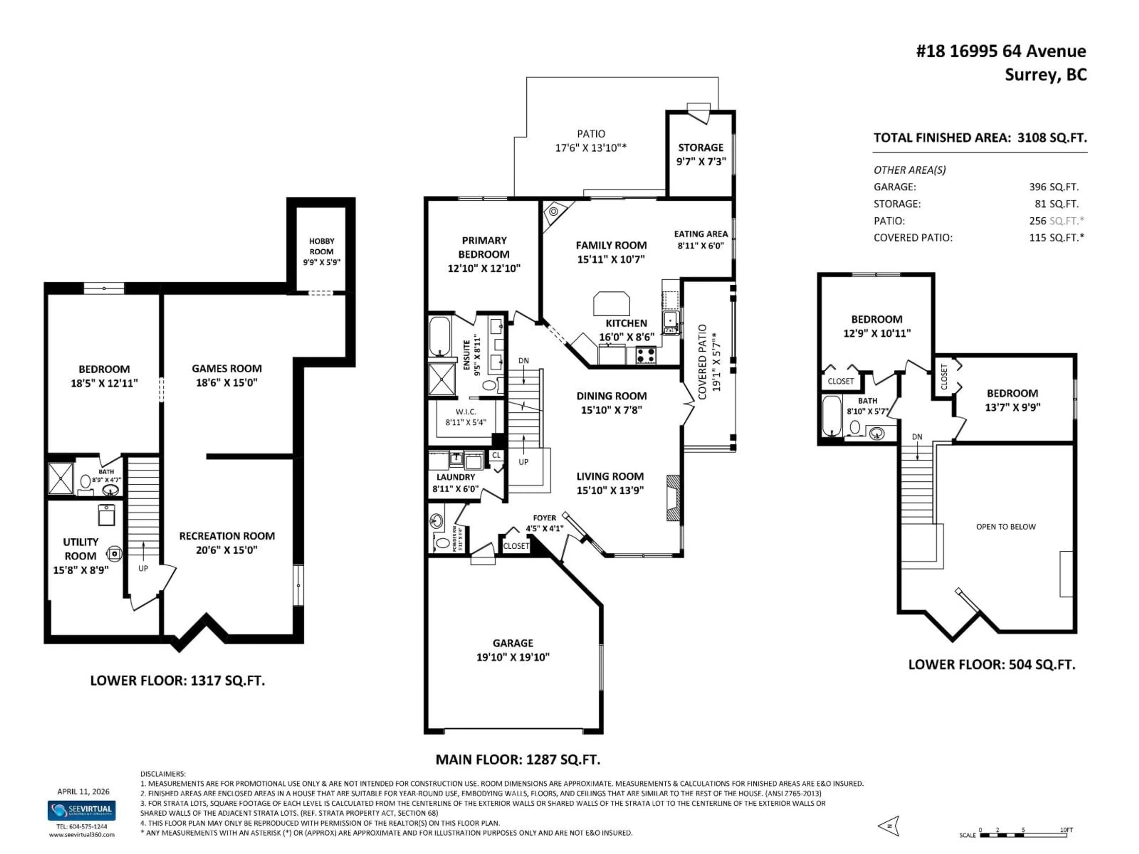 Floor plan for 18 - 16995 64 AVENUE, Surrey British Columbia V3S0V9