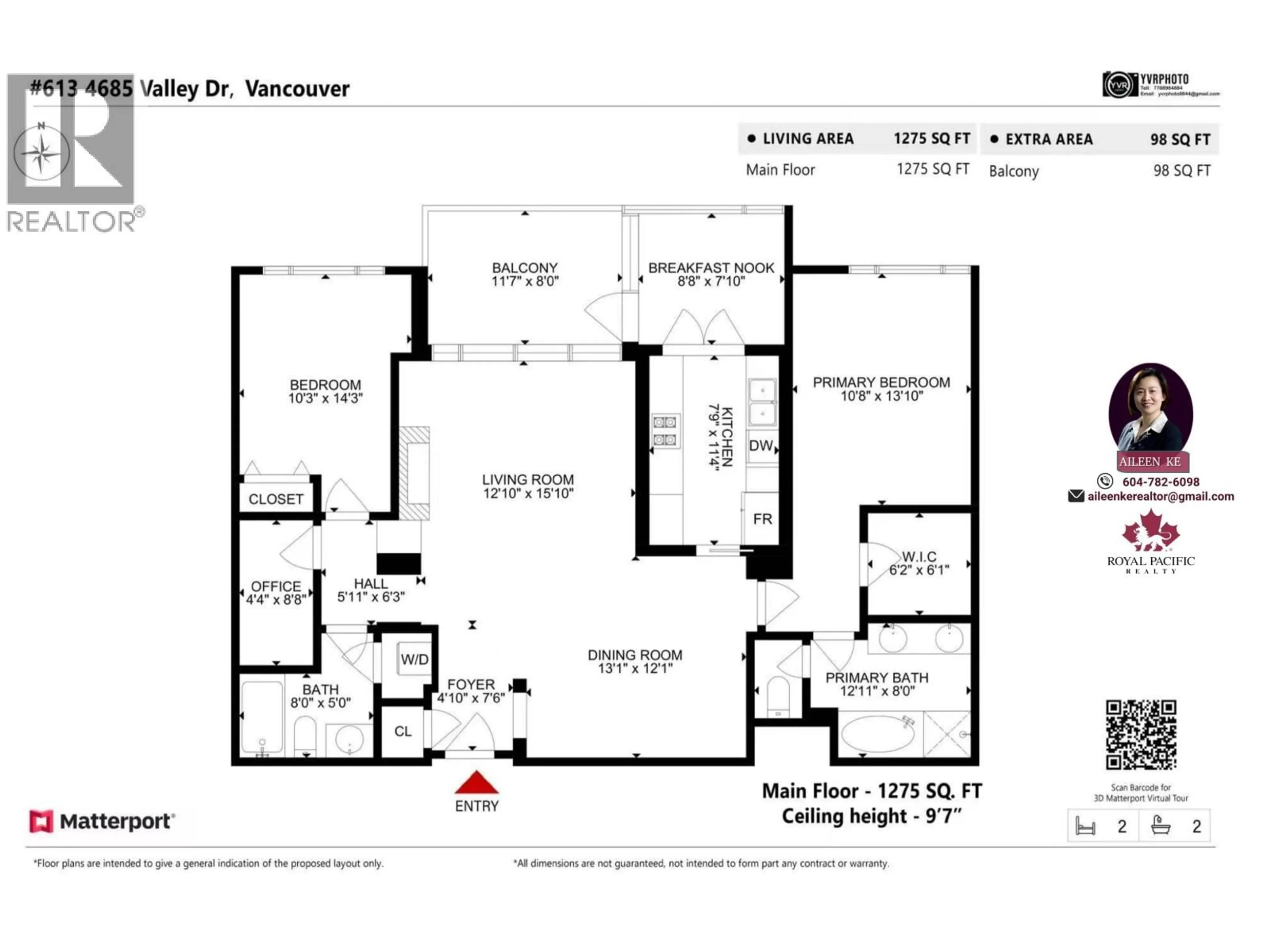 Floor plan for 613 - 4685 VALLEY DRIVE, Vancouver British Columbia V6J5M2