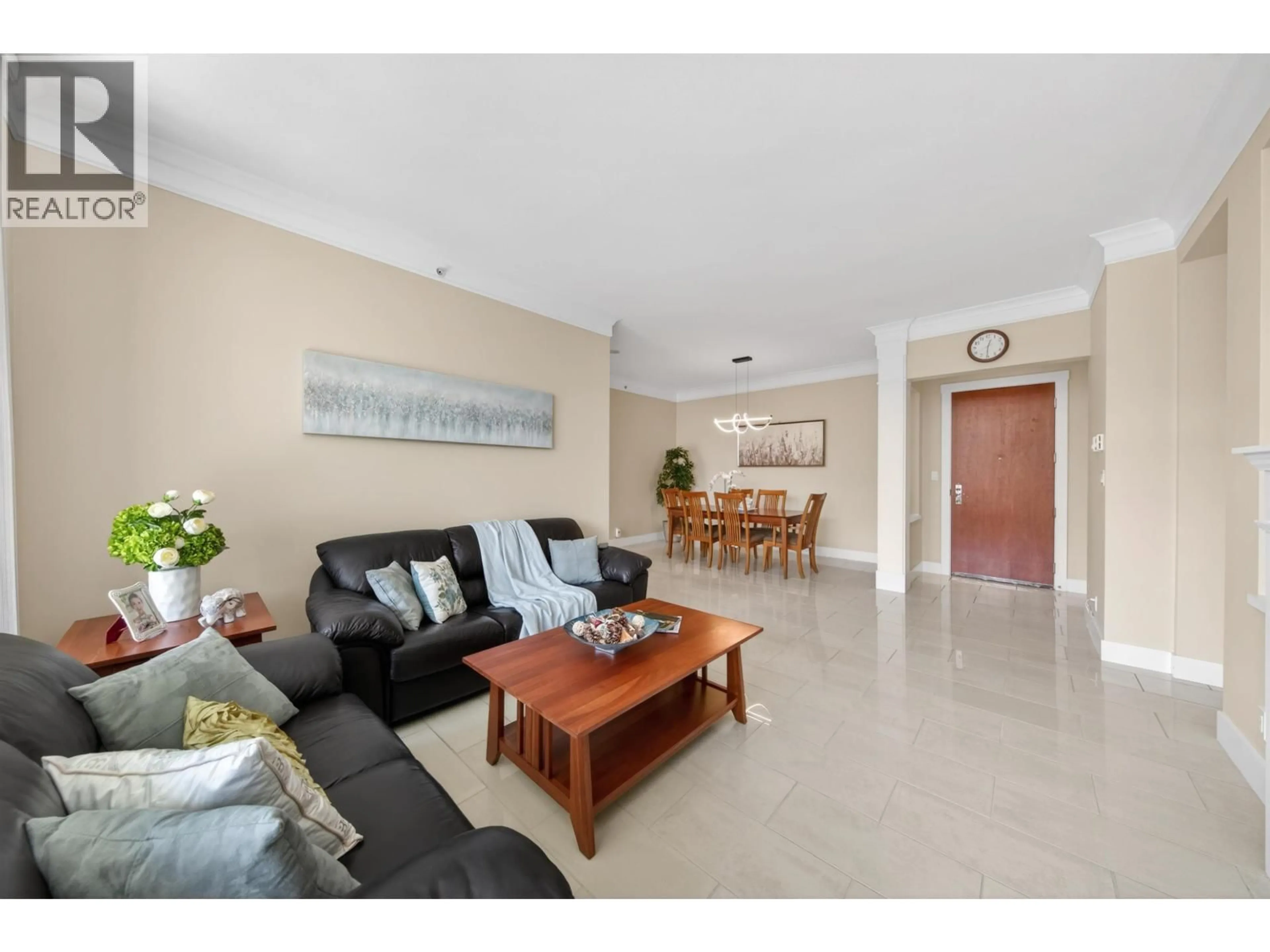 Living room with furniture, ceramic/tile floor for 613 - 4685 VALLEY DRIVE, Vancouver British Columbia V6J5M2